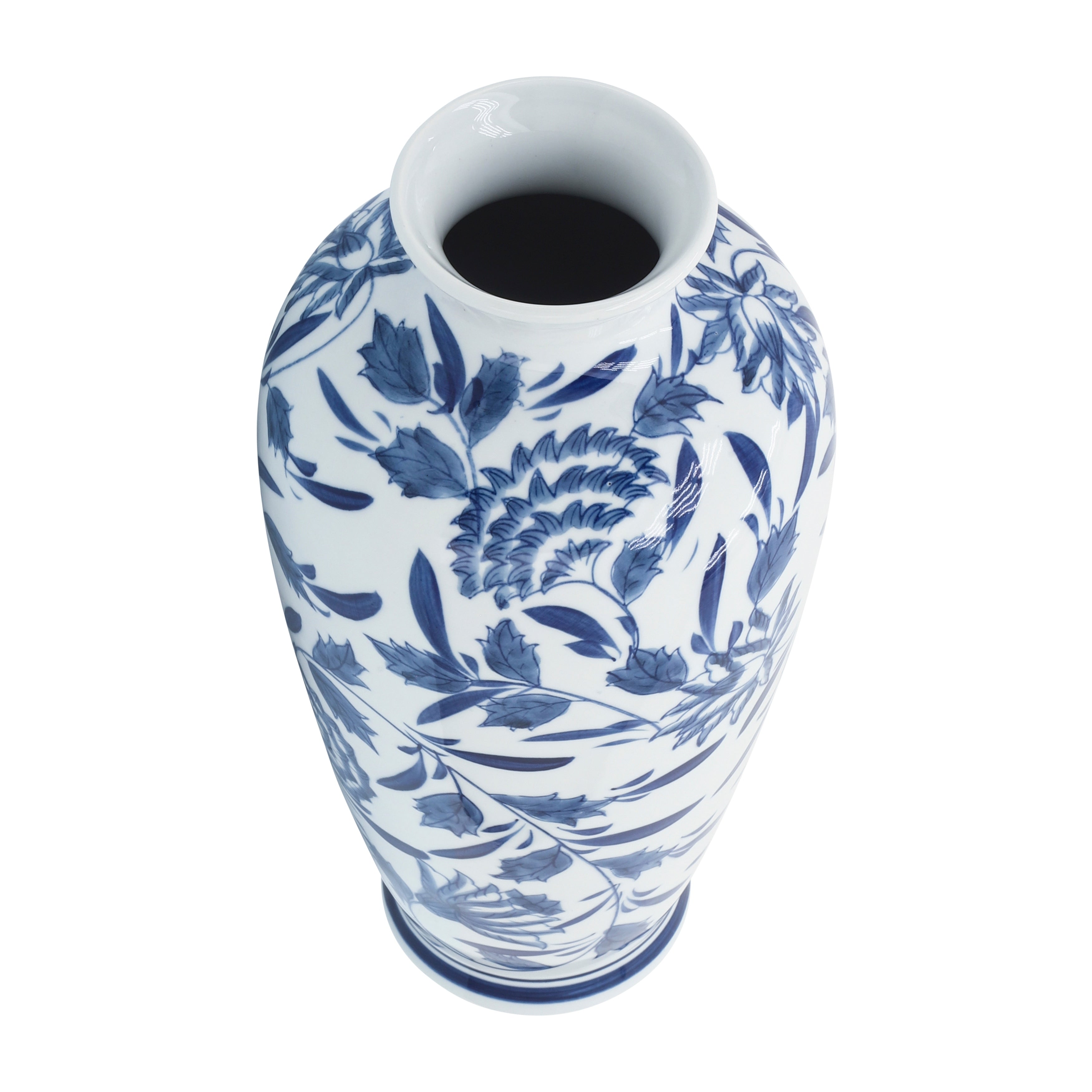 Sagebrook Home 13 Ceramic Vase Contemporary Blue and White Chinoiserie Design Floral Vase