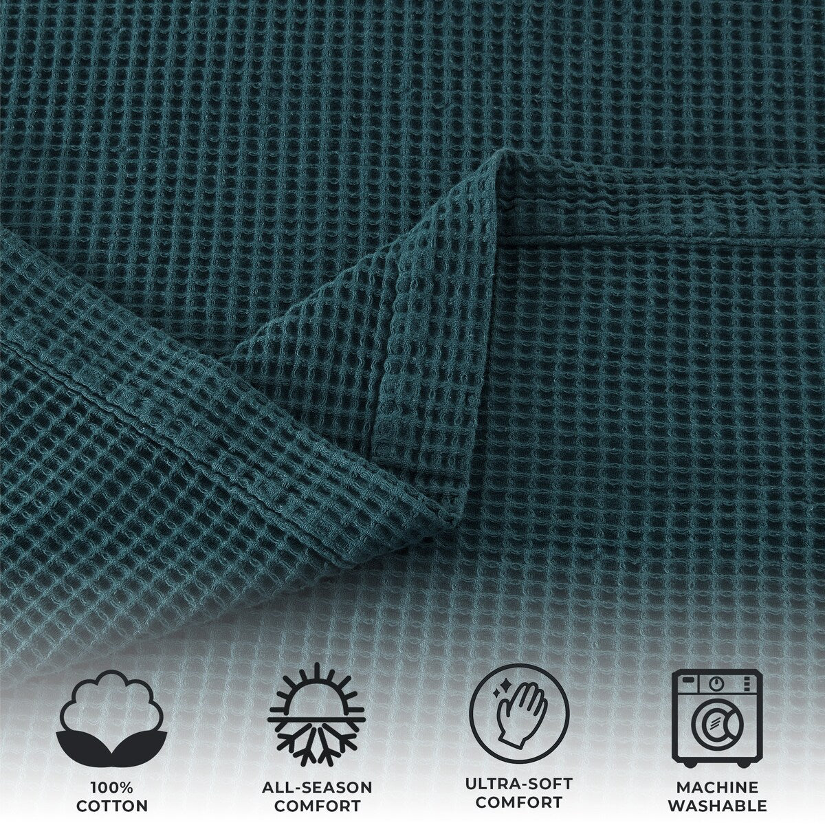 Linery & Co. 100% Cotton All-Season Lightweight Waffle Weave Knit Throw Blanket