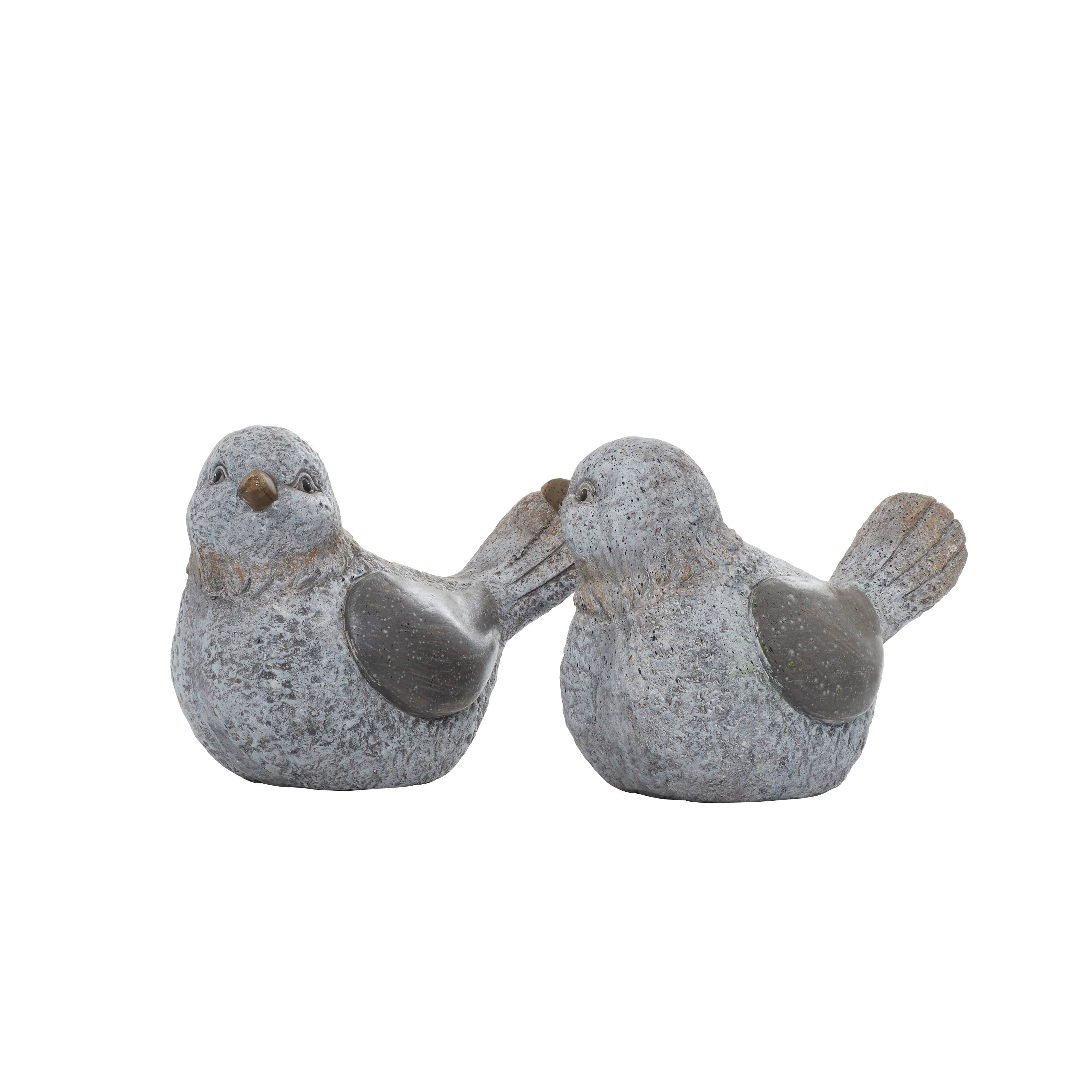 Grey Polystone Country Garden Sculpture Birds (Set of 2) - 13 x 10 x 7