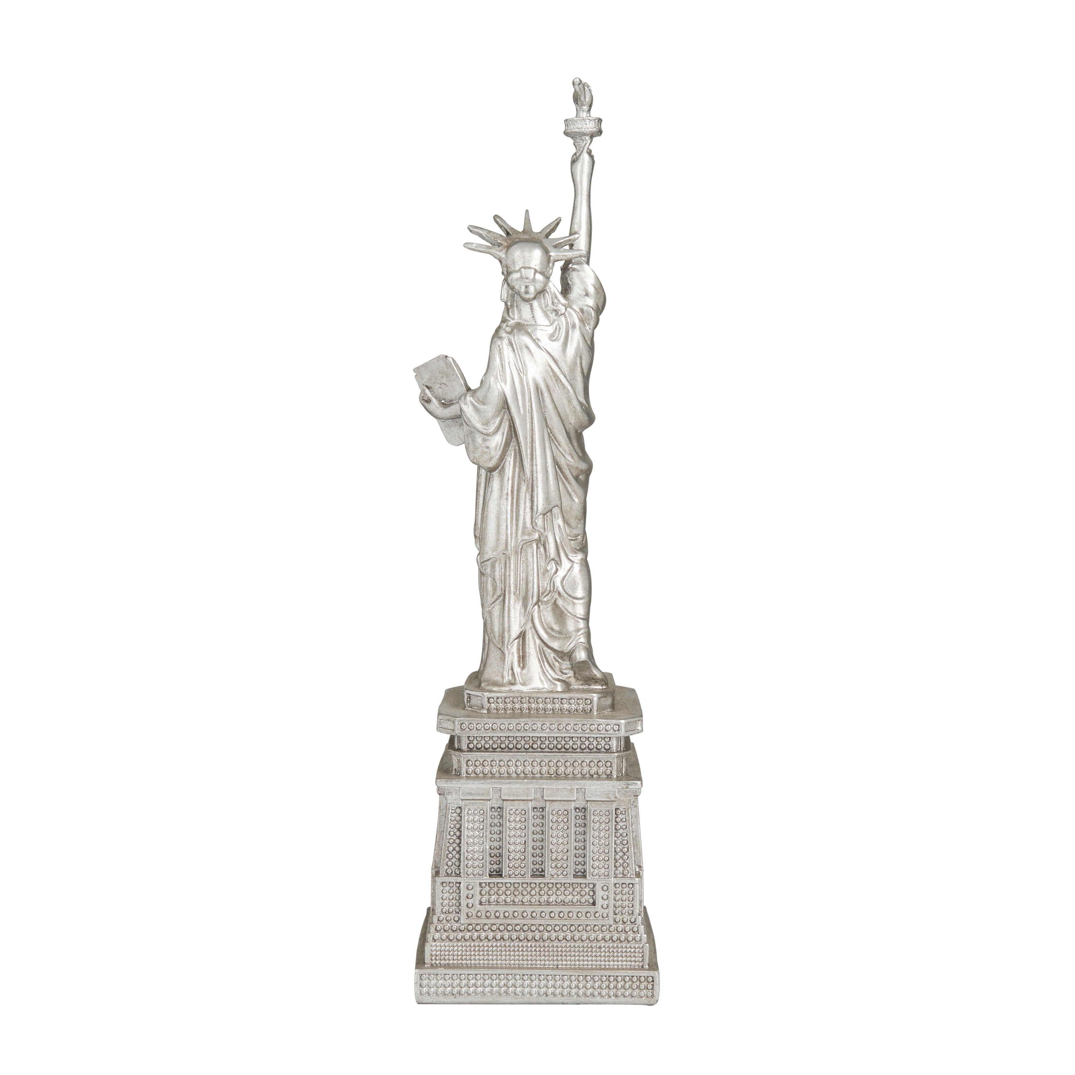 The Novogratz Silver Polystone Statue of Liberty Sculpture - 5 x 5 x 17