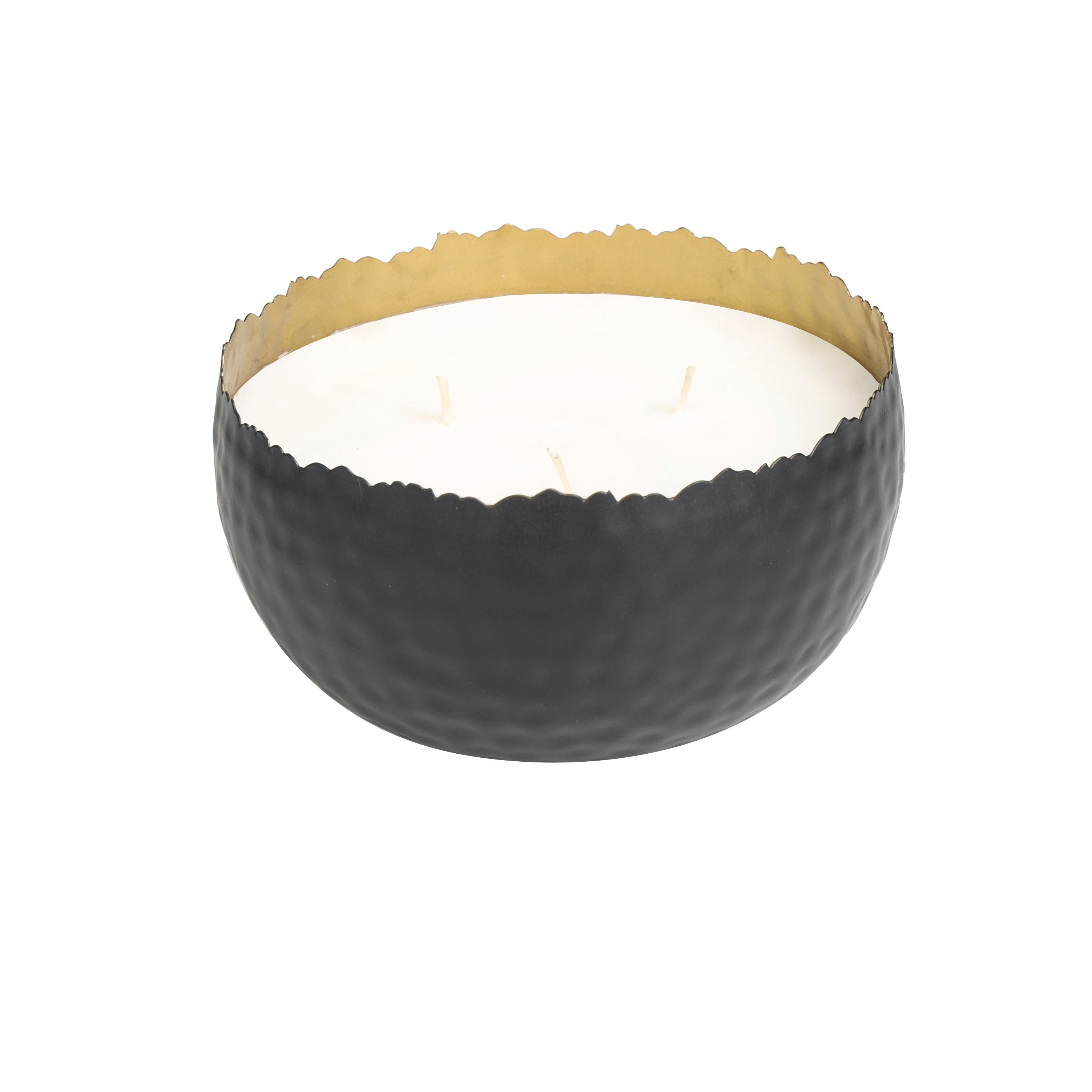 Gold or Black or Silver Metal Scented Hammered 30 oz 3 Wick Candle with White Wax