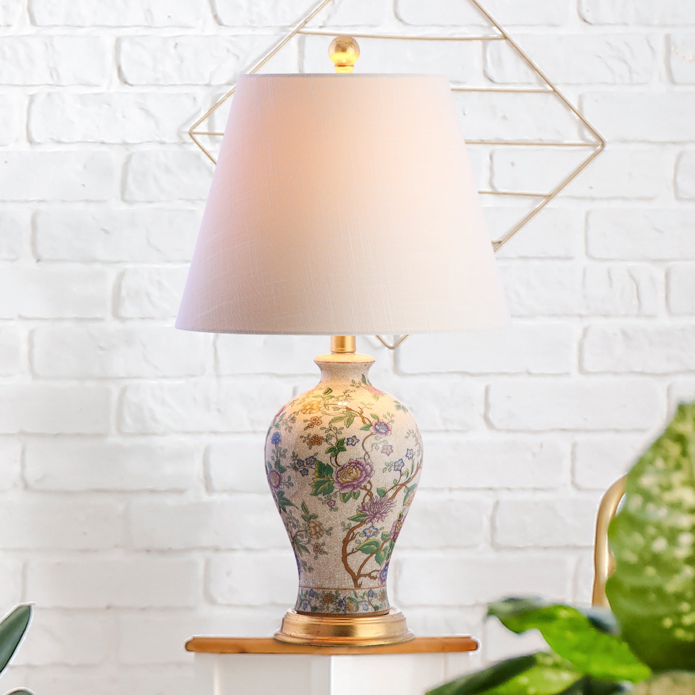 Grace 24 Floral LED Table Lamp, Multi/Brass by JONATHAN Y