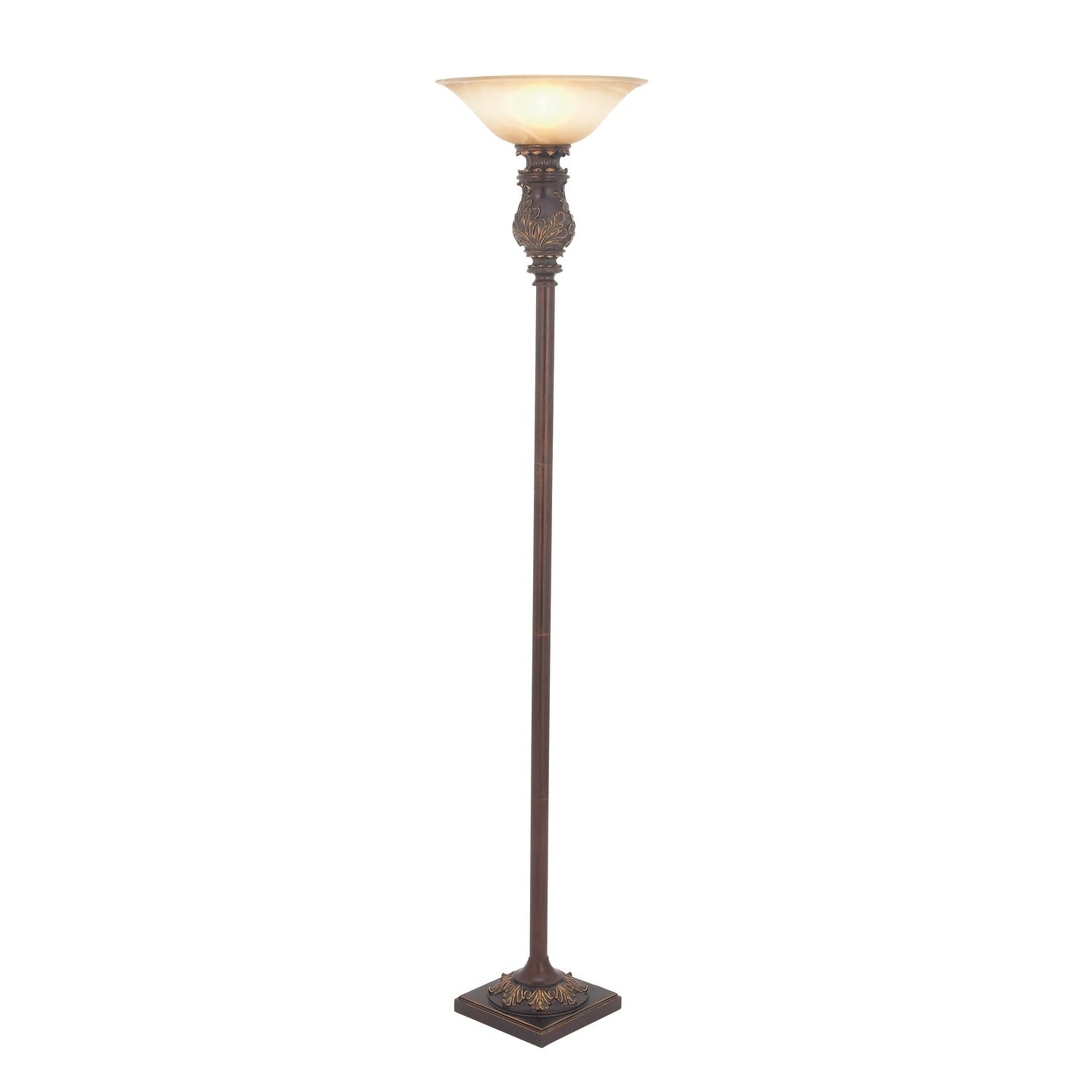 Brown Metal Antique Style Torchiere - 17 x 70