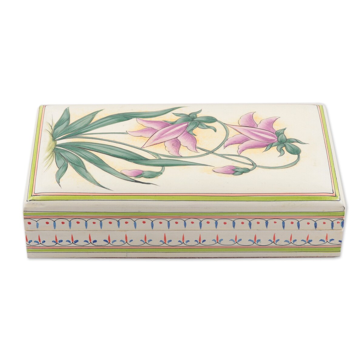 Novica Handmade Passionate Blossoms Papier Mache Jewelry Box