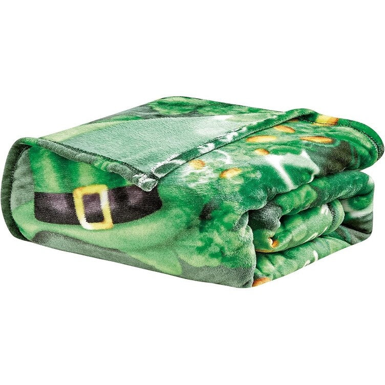 FAITH, HOPE, LOVE HOME DCOR Luck of The Irish St Patrick's Day Plush Throw Blanket (50 x 70) - Shamrocks and Leprechaun Hats