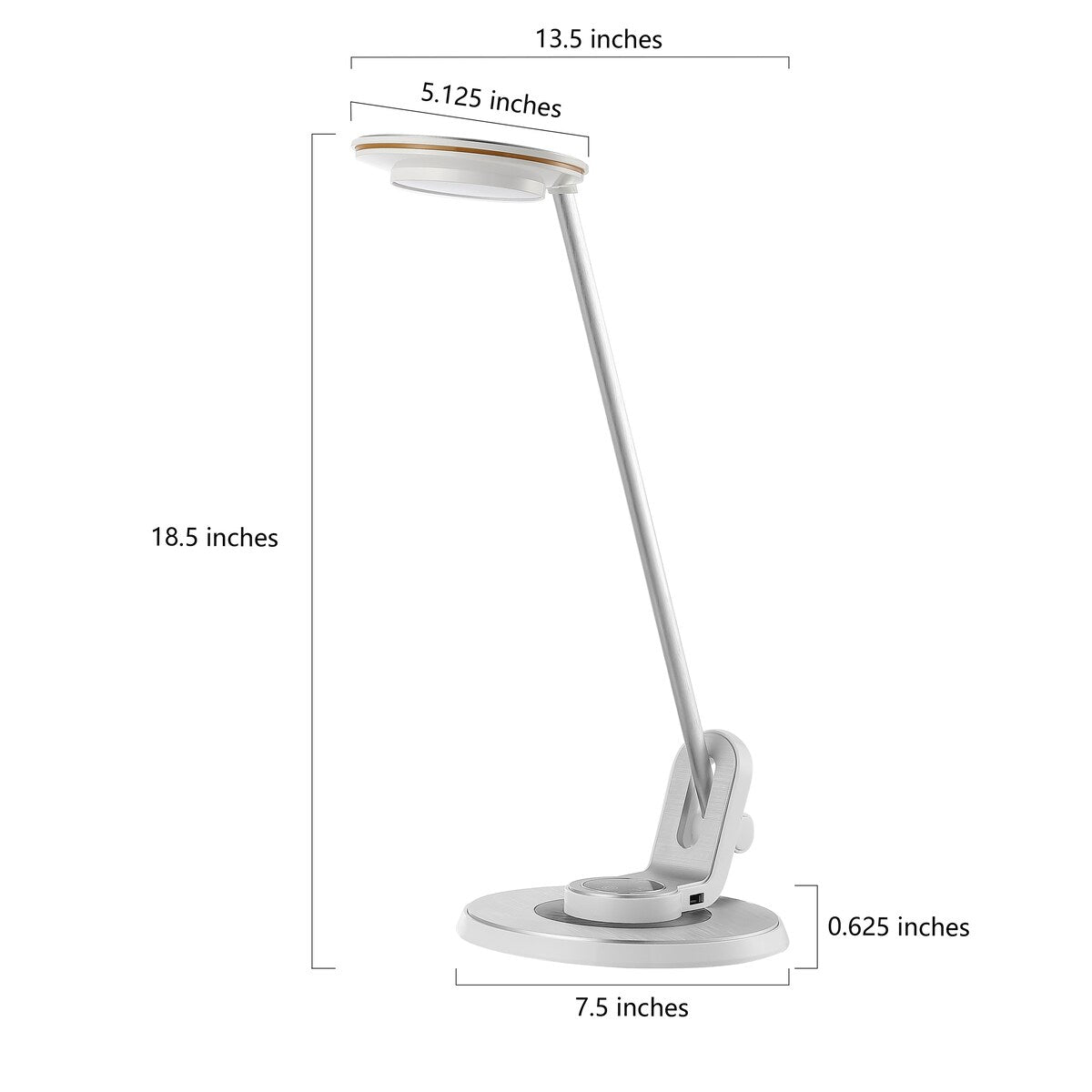 Gaines 18.5 Aluminum Contemporary Minimalist Adjustable Dimmable USB Charging LED Task Lamp, Black by JONATHAN Y