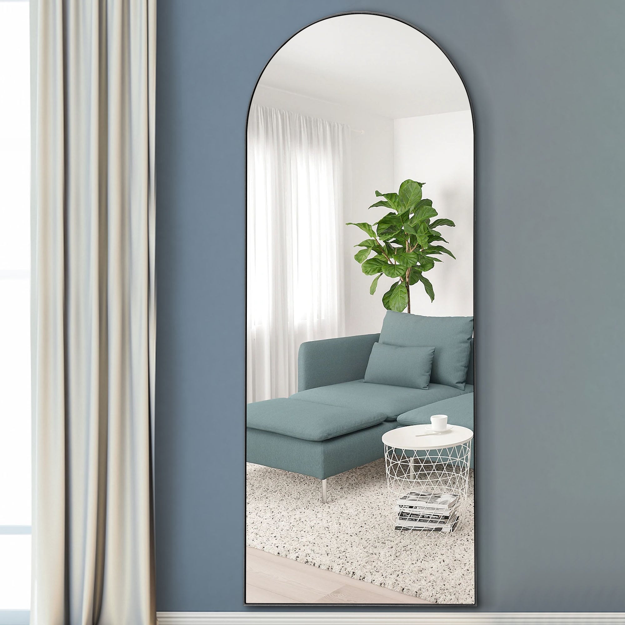 Modern Arched Mirror Full-Length Floor Mirror with Stand