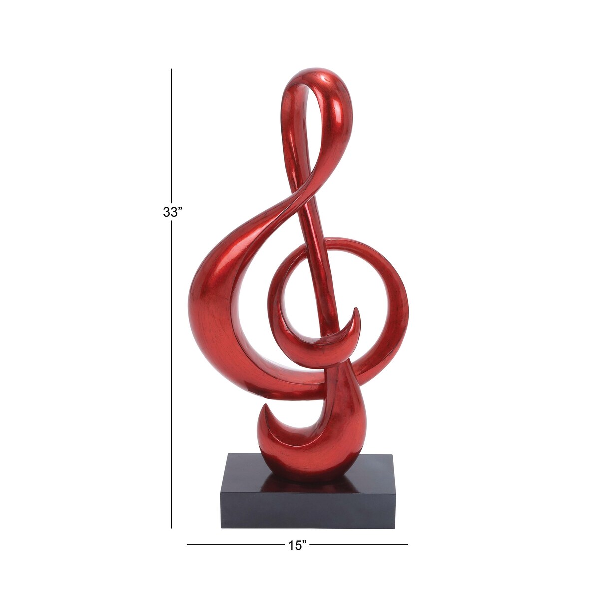 Polystone Music Decorative Sculpture with Black Base - Red - Roche River Decor