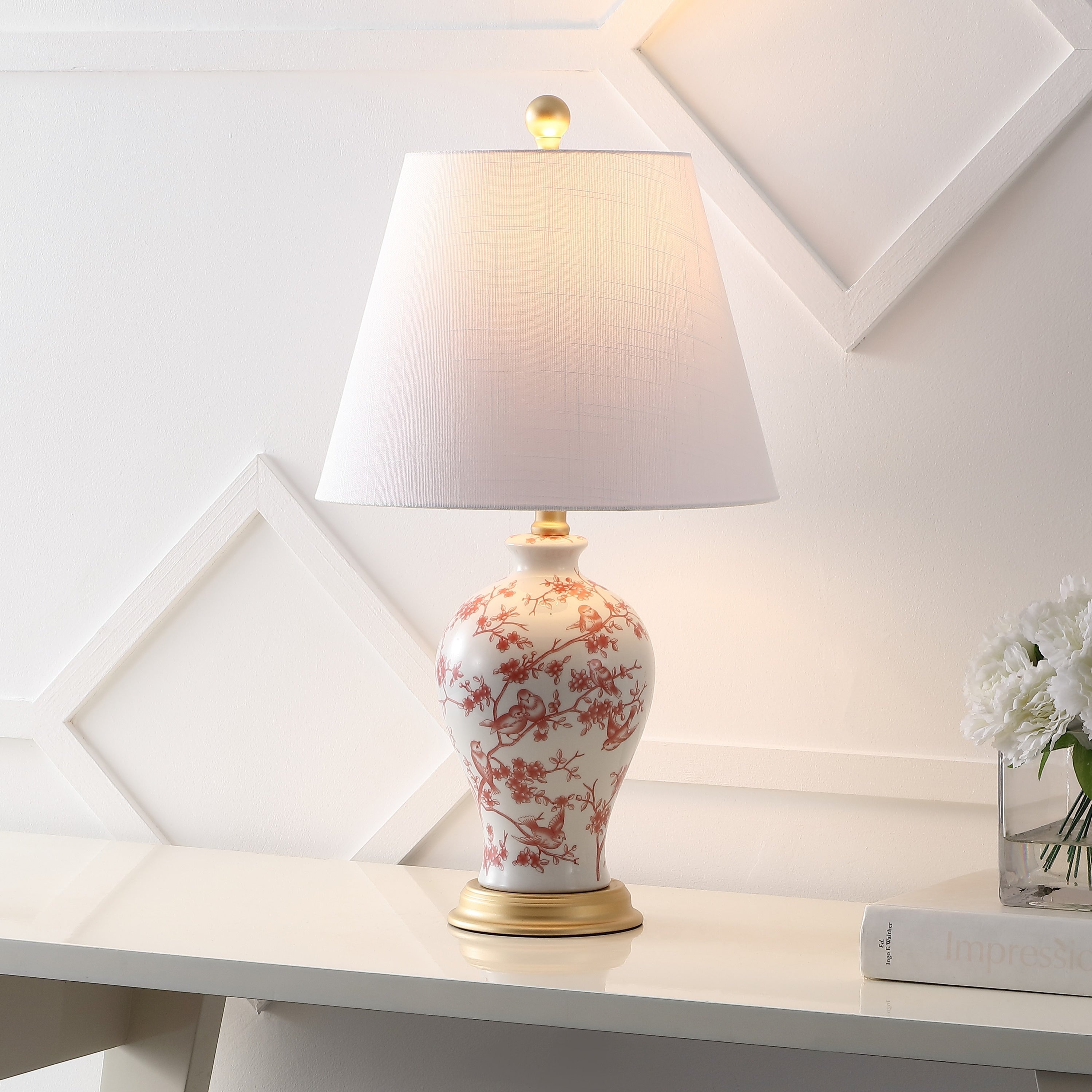 Grace 24 Floral LED Table Lamp, Multi/Brass by JONATHAN Y