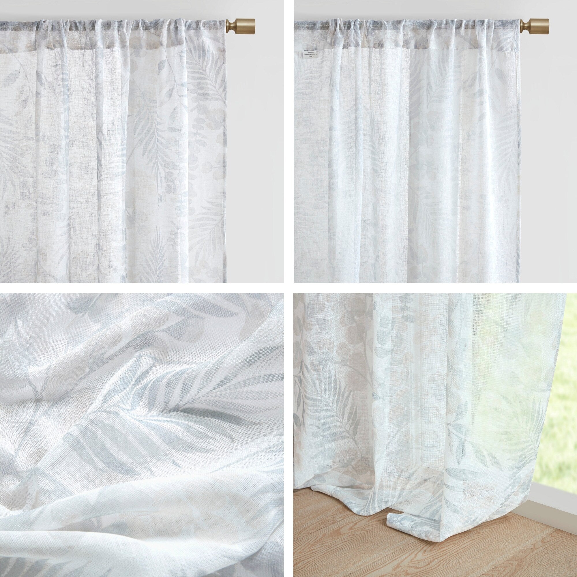 Madison Park Tulia Botanical Printed Texture Sheer Window Curtain Pair