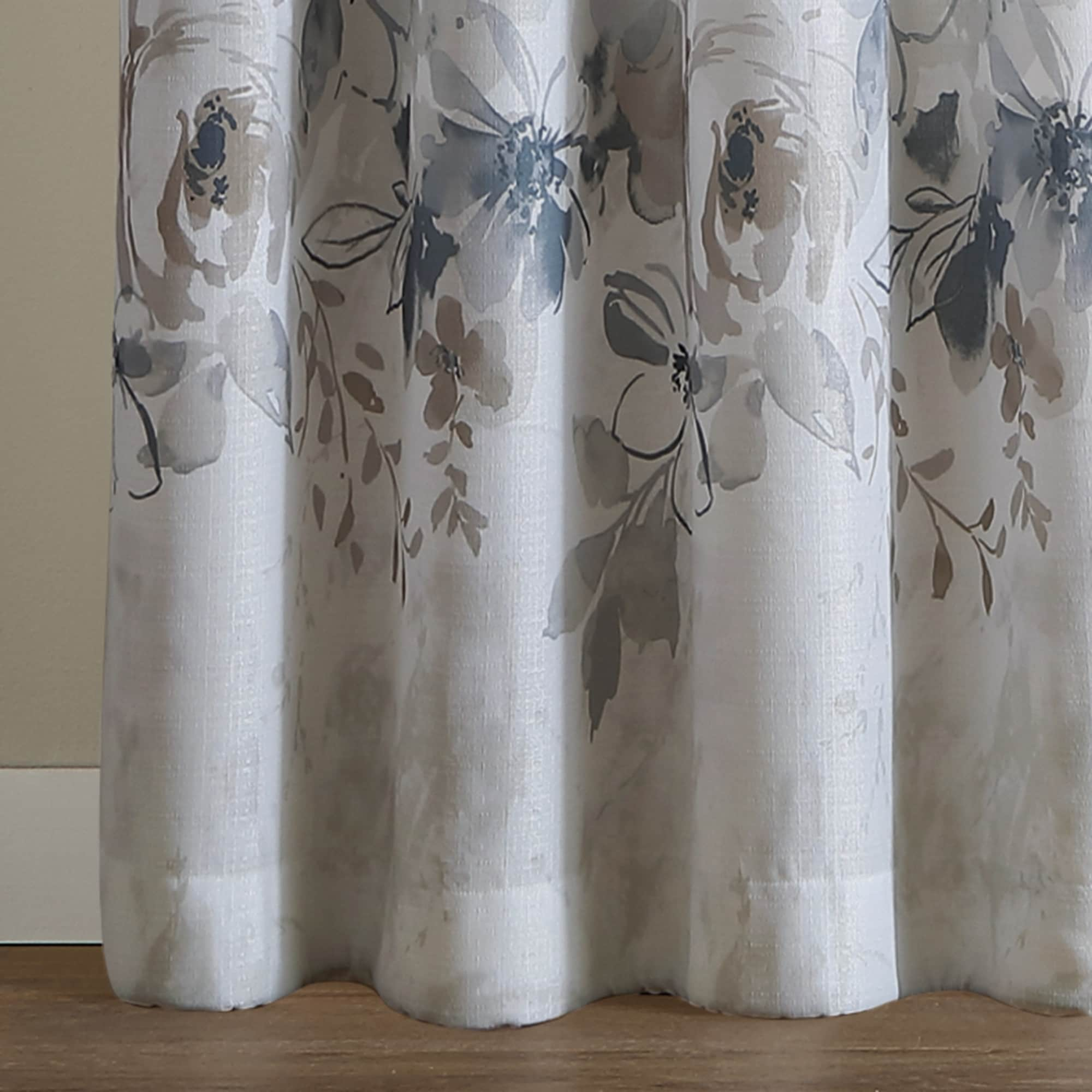 Watercolor Floral Flip Over Rod Pocket Single Curtain Panel