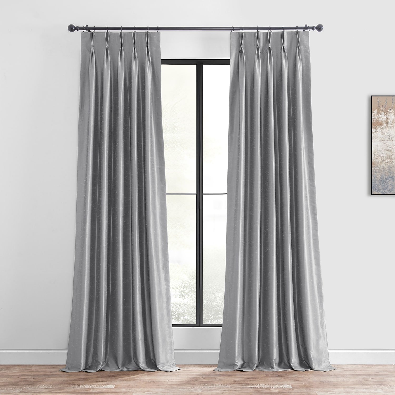 Exclusive Fabrics Solid Vintage Textured Faux Dupioni Silk Pleated Blackout Curtain (1 Panel)