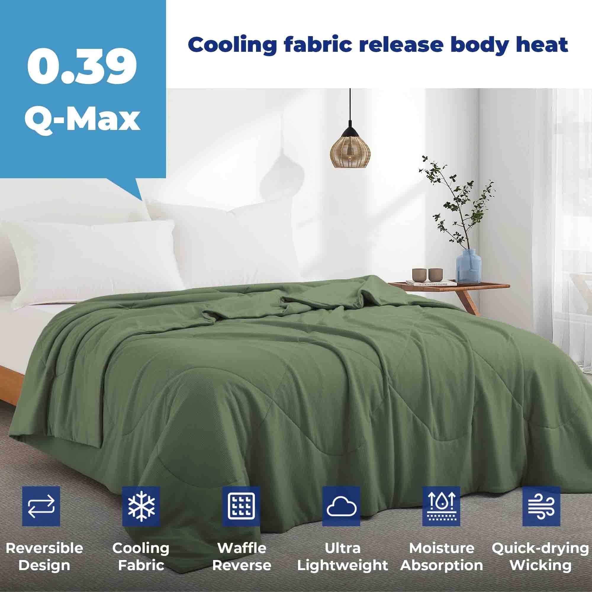 Lightweight Breathable Cooling Waffle Reversible Summer Blanket, Dual-side Cool Touch Comforter