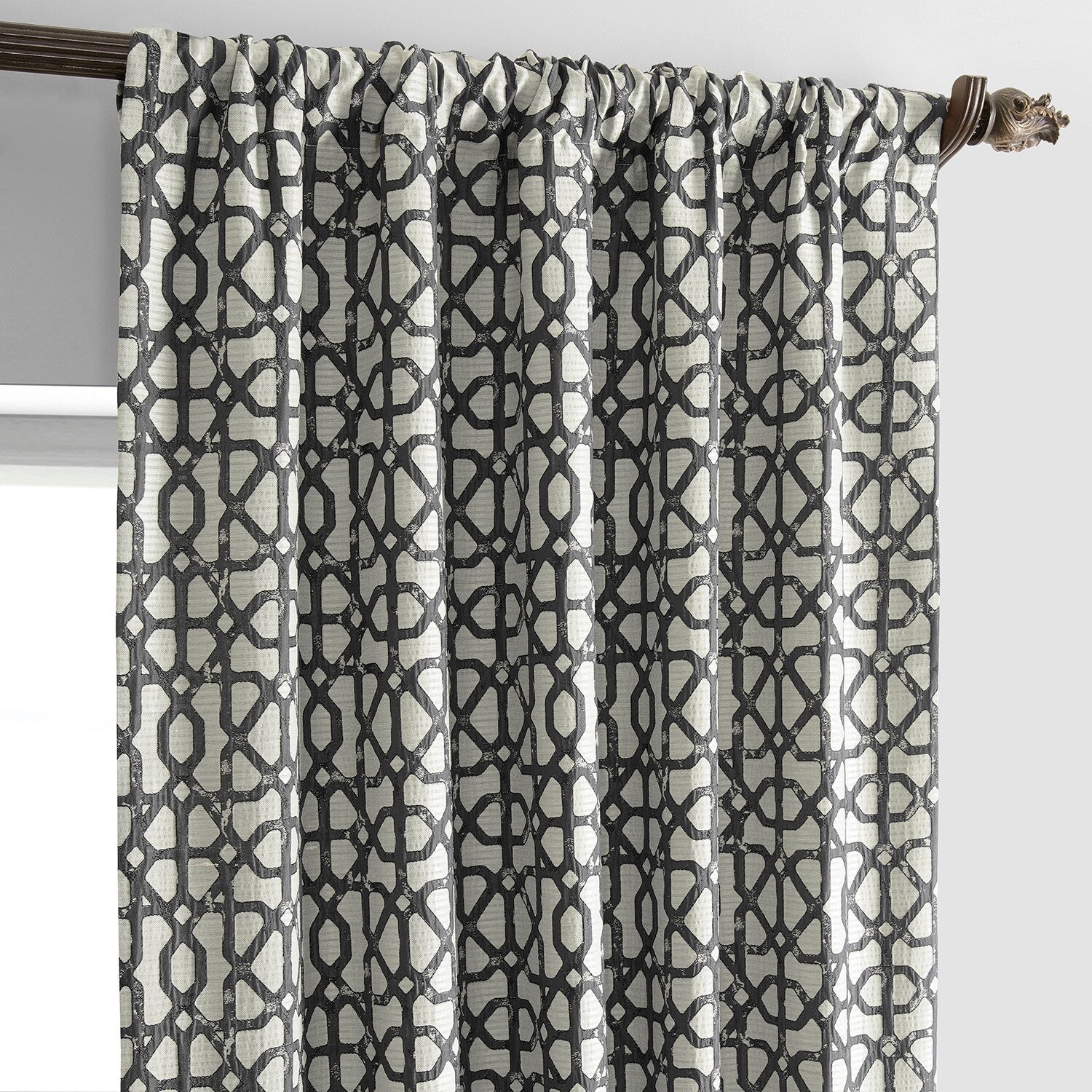 Exclusive Fabrics Jacquard Faux Silk Curtains - 1 Panel Room Darkening Curtain