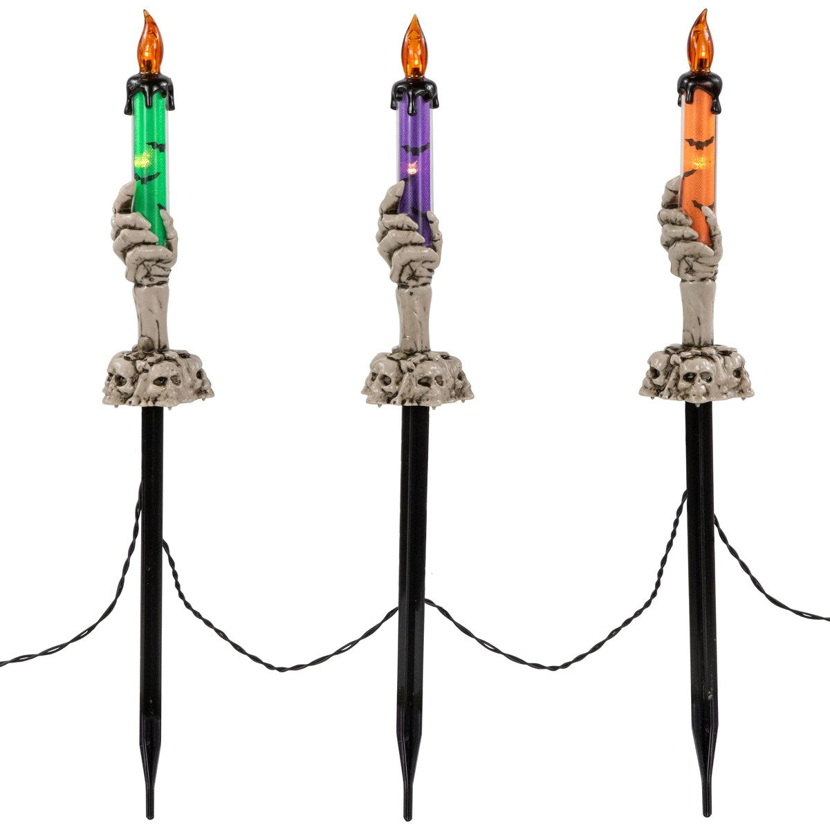 LED Lighted Skeleton Candle Halloween Decorations - 8.5 - Set of 6