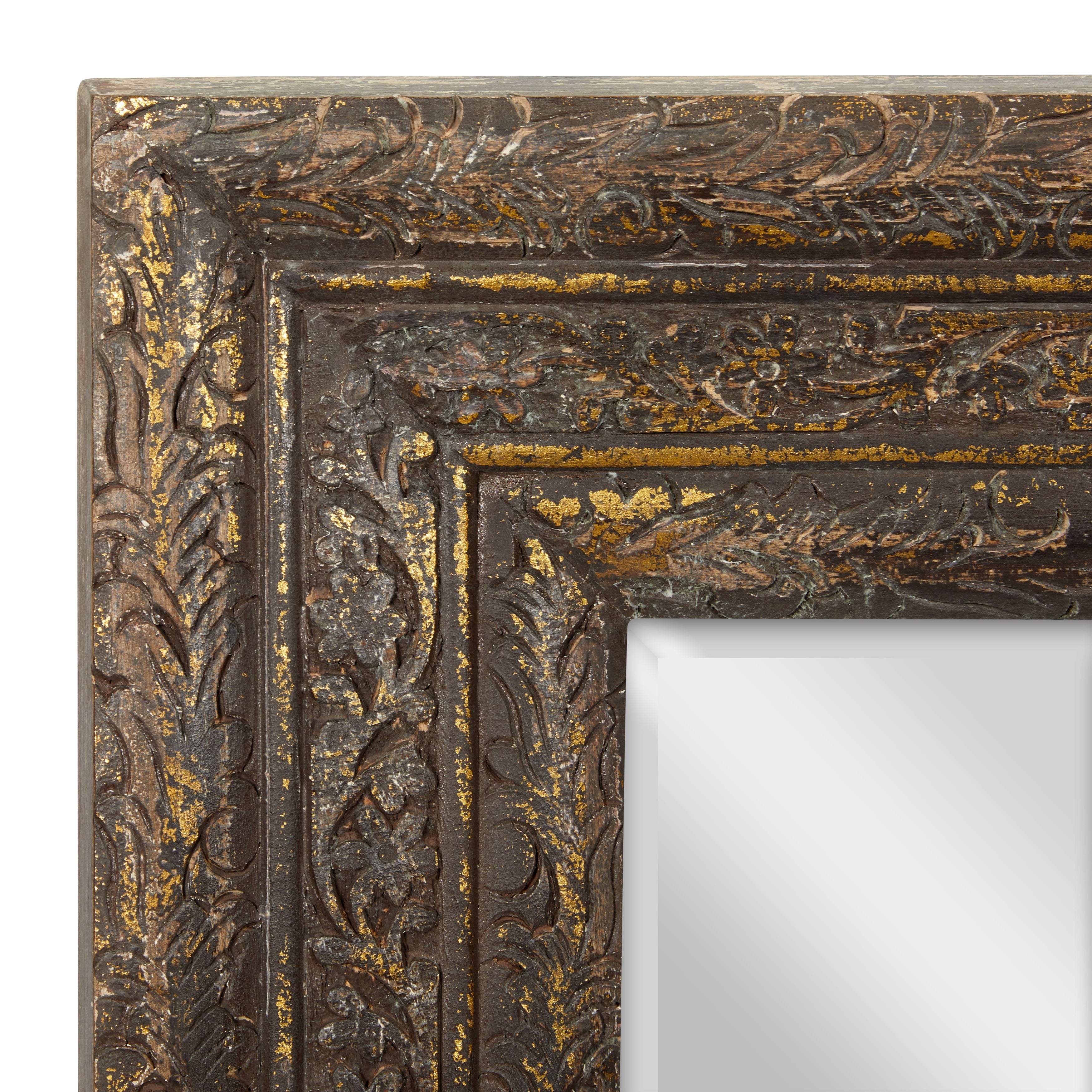 Gold Wood Rustic Wall Mirror 47 x 36 x 3 - 36 x 3 x 47