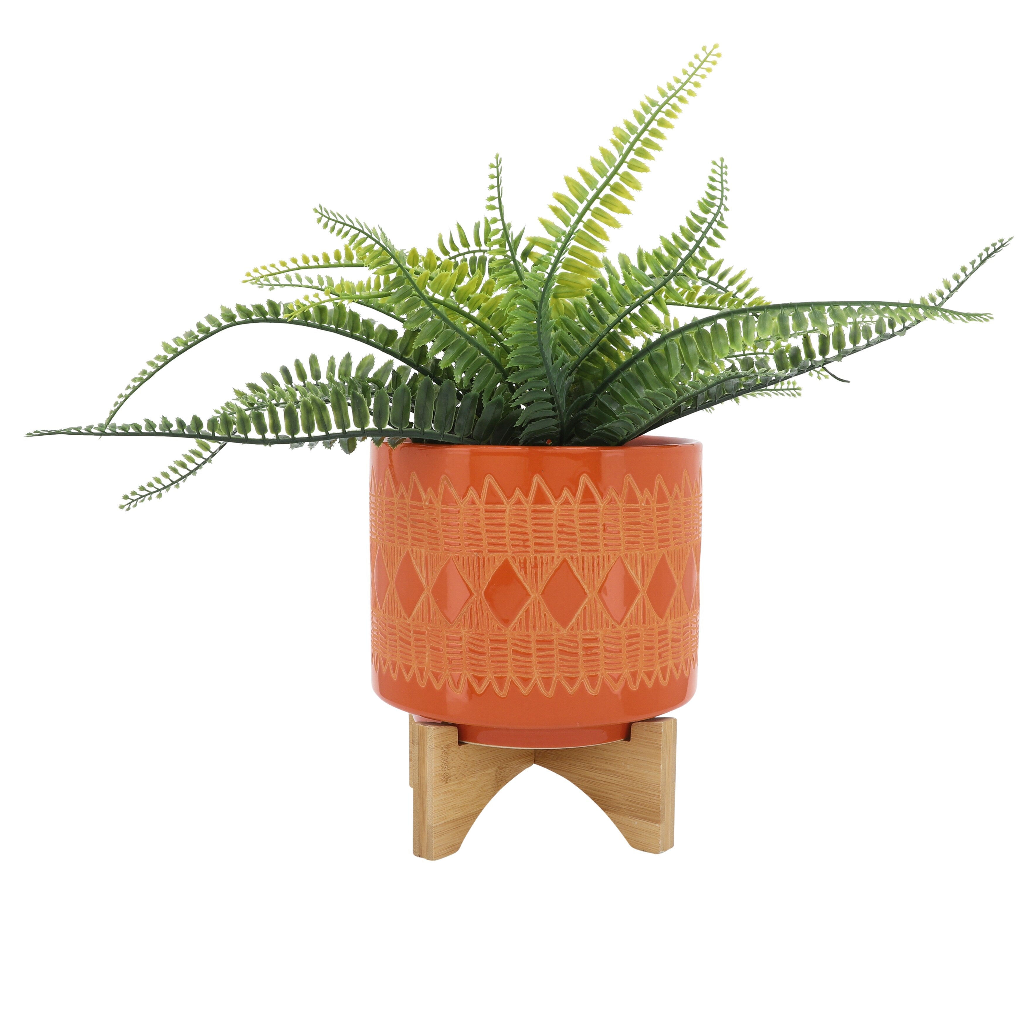 Sagebrook Home Ceramic Planters on Wood Stand