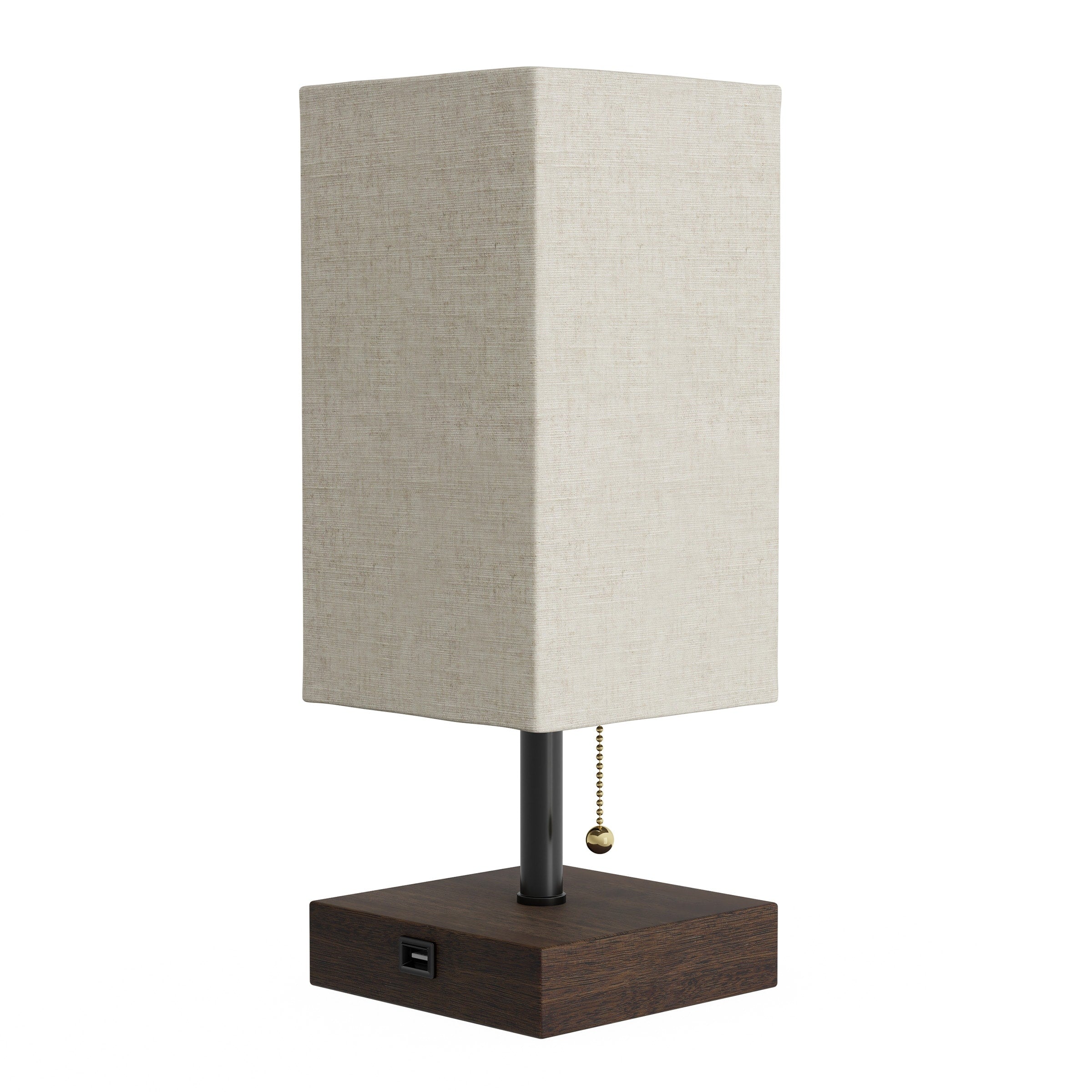 Lavish Home Rectangle Bedside Desk lamp with Charging outlet and USB - (L) 5 x (W) 5 x (H) 14