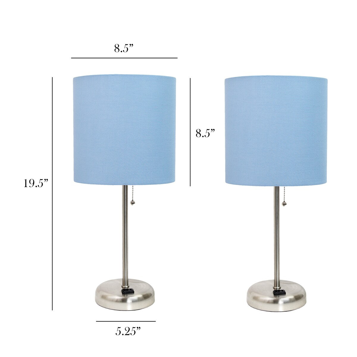 Simple Designs 19.5 2 Pack Table Desk Lamp Set with Charging Outlet - 19.50