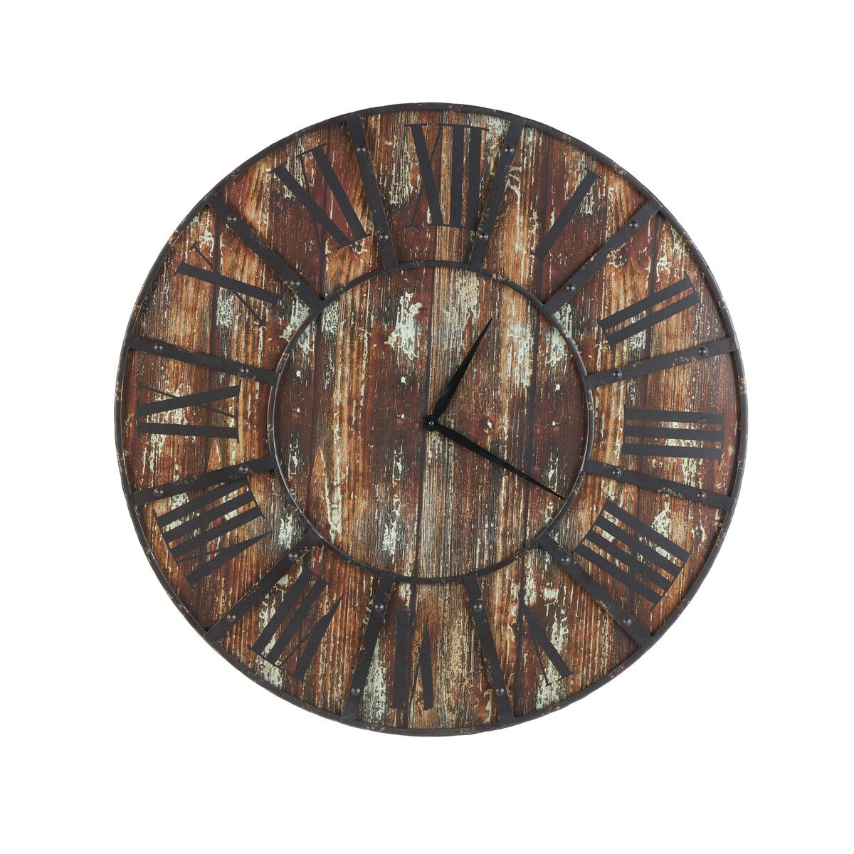 Wooden Decorative Wall Clock with Black Accents - Brown - Roche River Decor