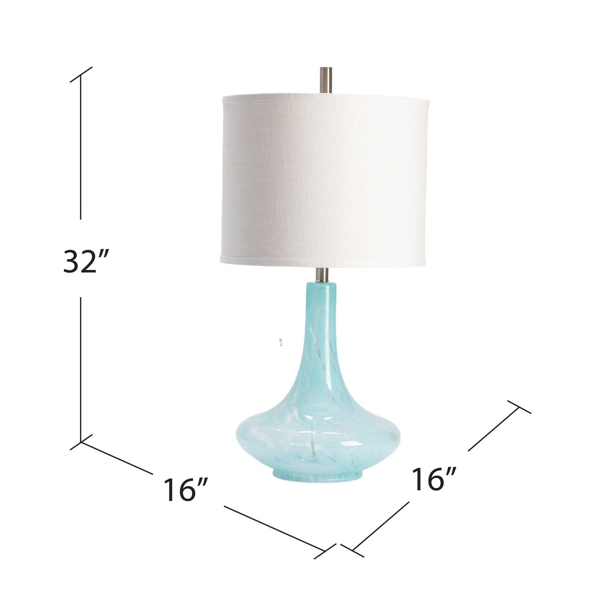 Pasha Aqua Blue 32H Table Lamp - Set of 2 - 16x16x32