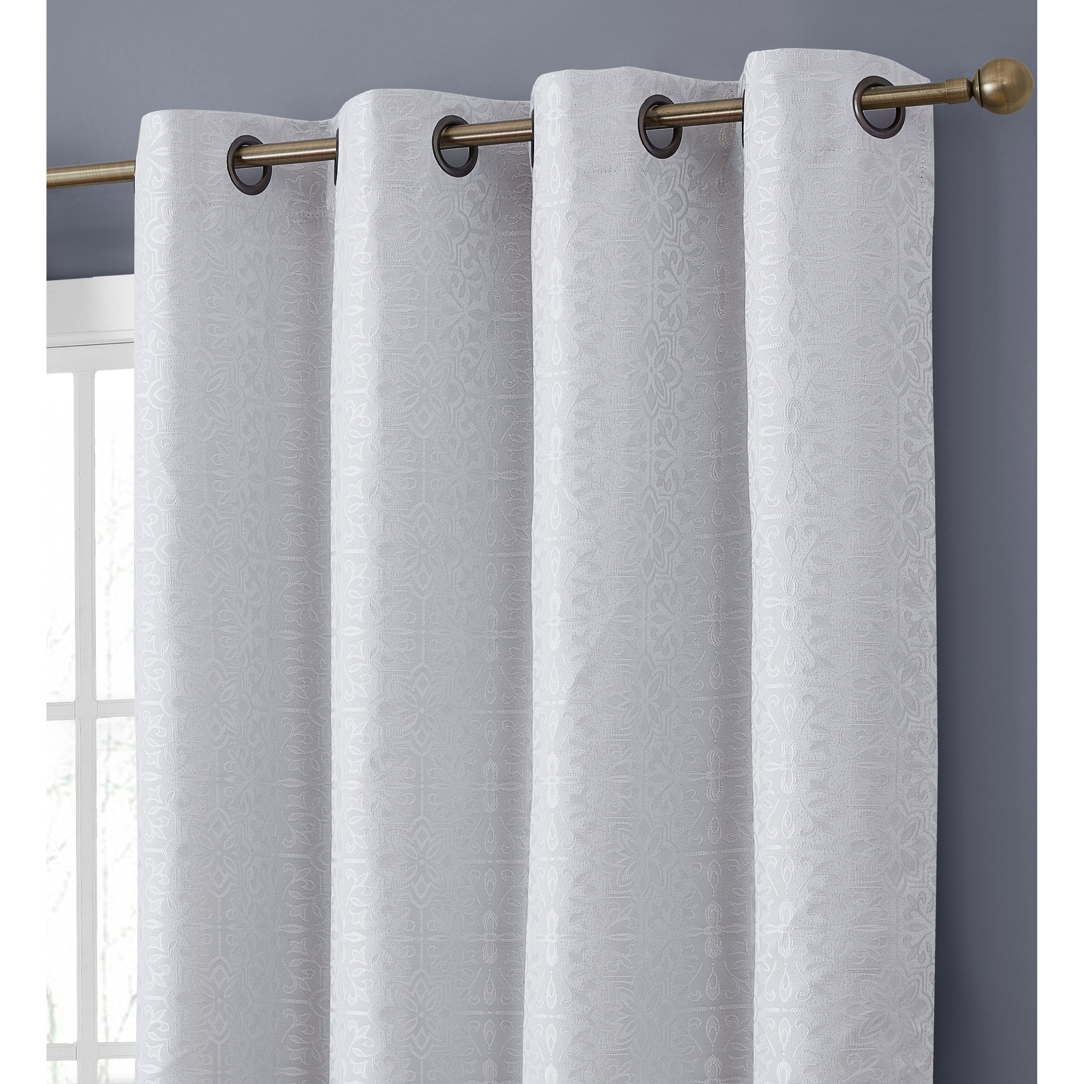 HLC.me Mia Tile 100% Complete Blackout Thermal Insulated Heat/Cold/UV Blocking Grommet Curtain Panels - Pair