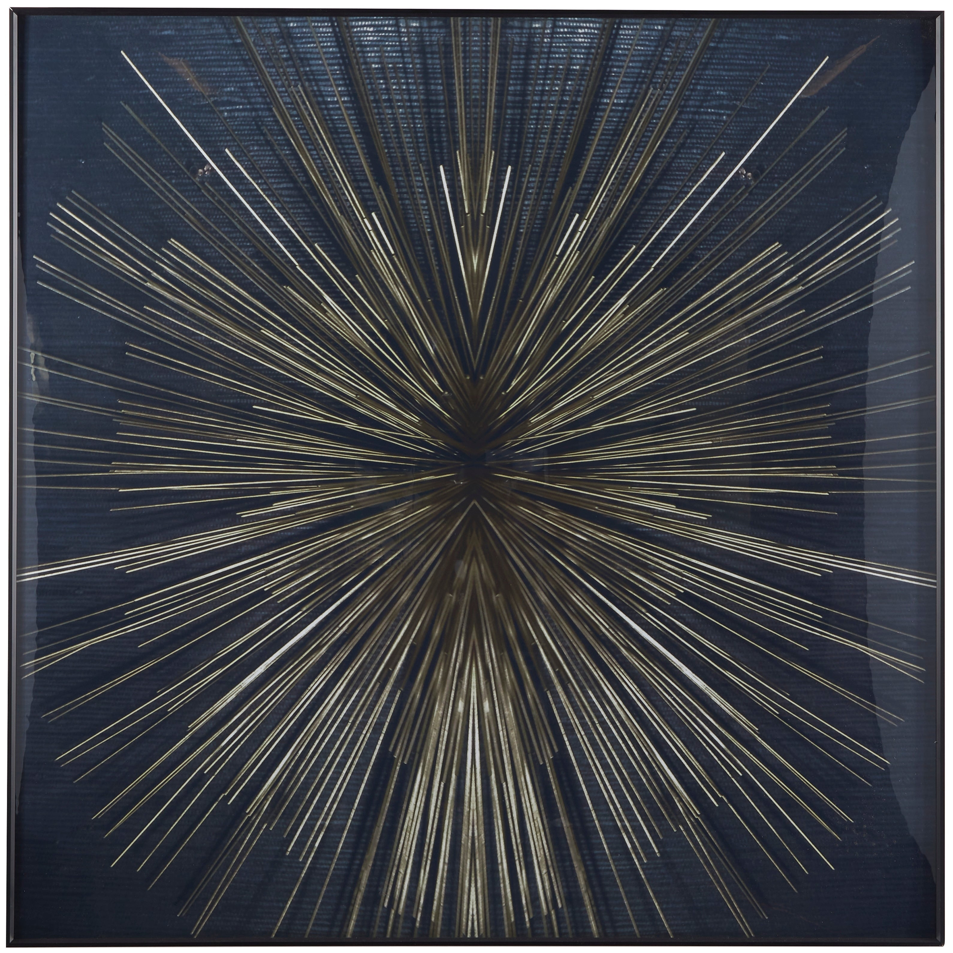 CosmoLiving by Cosmopolitan Porcelain Ceramic Radial Starburst Framed Wall Art with Gold Aluminum Frame - Gold or Dark Blue