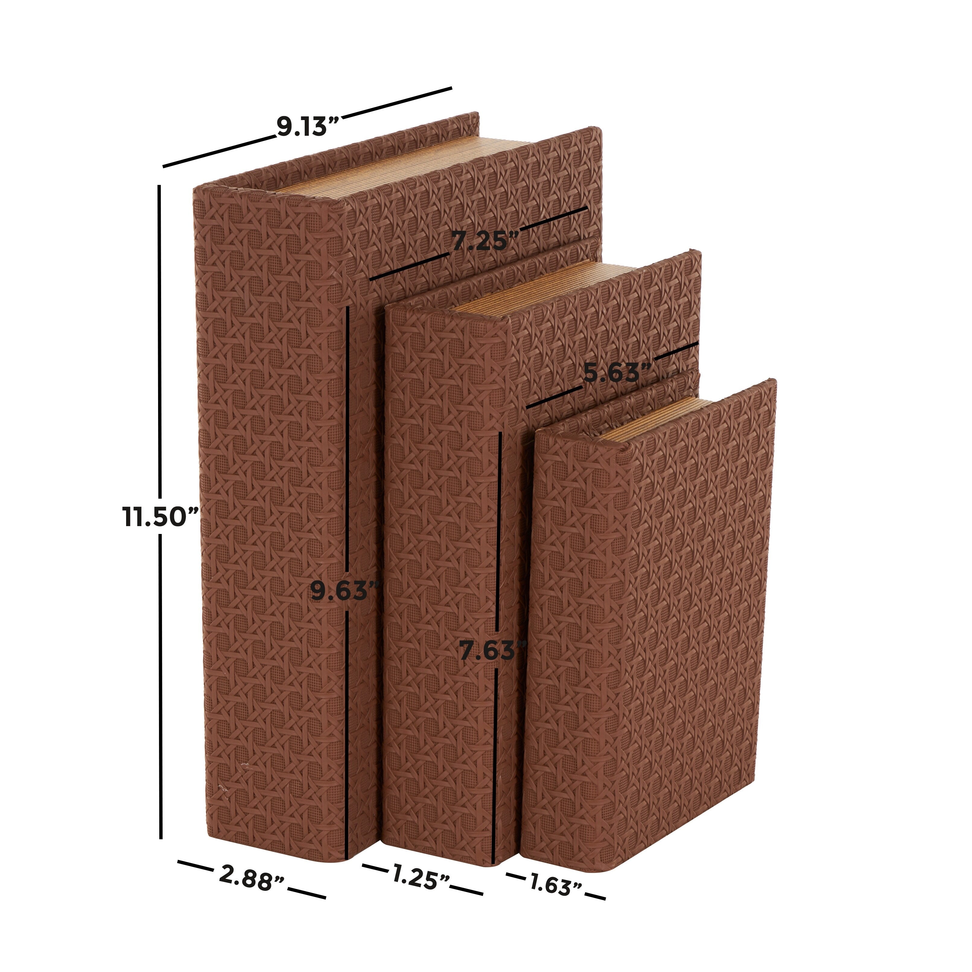 Cream, black, Copper or Brown Faux Leather Book Shaped Box (Set of 3)