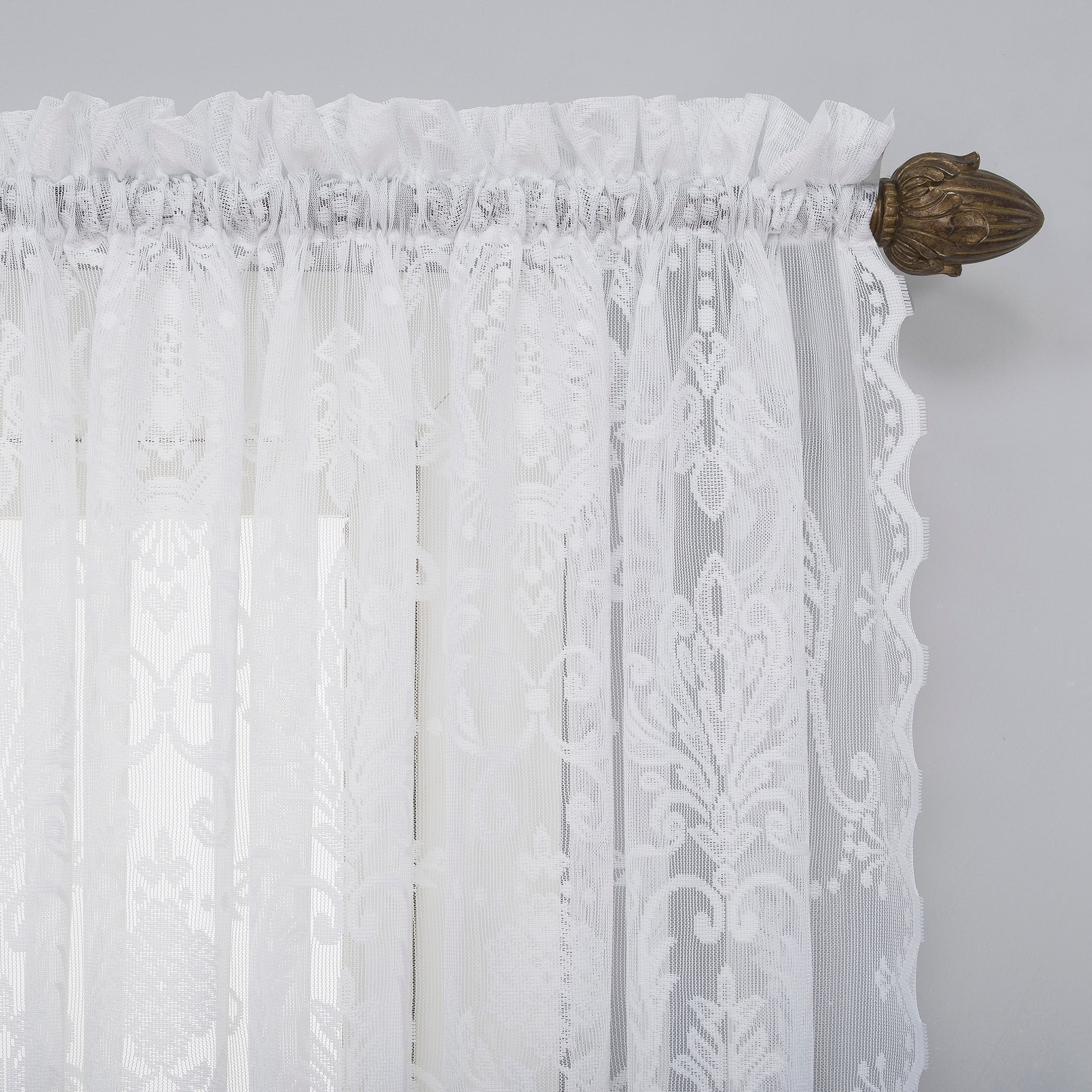 No. 918 Ariella Floral Lace Sheer Rod Pocket 1-Piece Curtain Panel, Single Panel