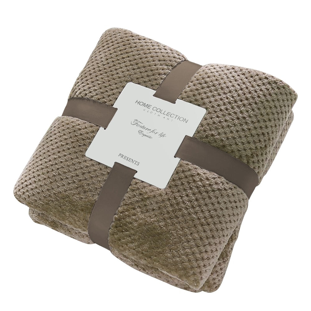 Soft Fleece Blanket Warm Throw Swaddle Blanket Waffle Textured 300GSM