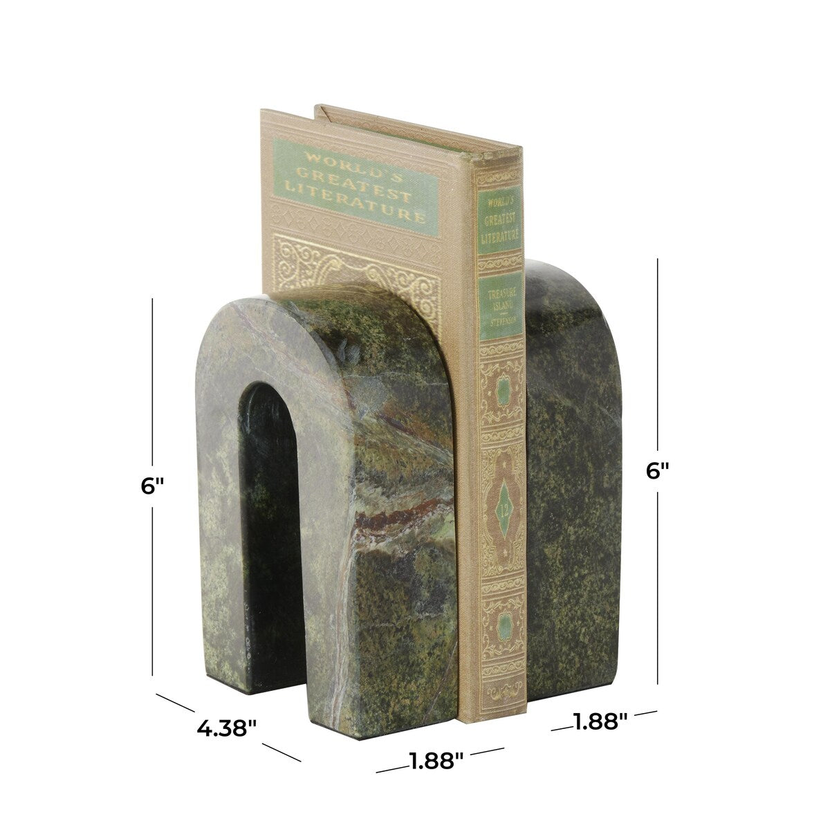 Marble Minimalistic Arched Decorative Bookends - Set of 2 Green - Roche River Decor