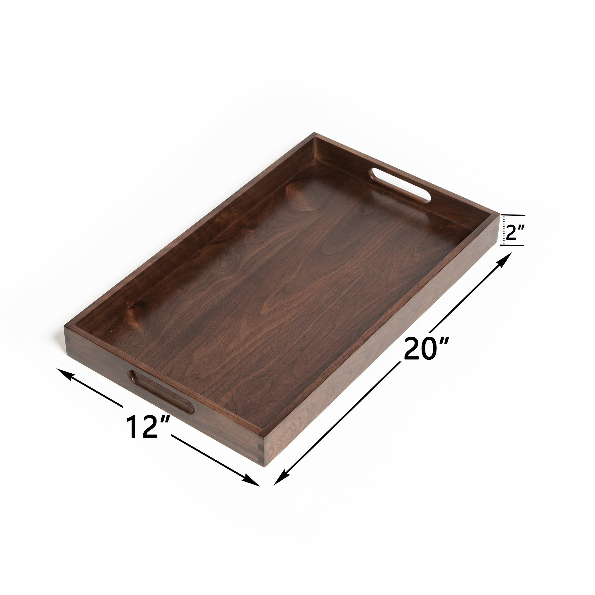 Rectangle Black Walnut Wood Serving Tray Ottoman Tray