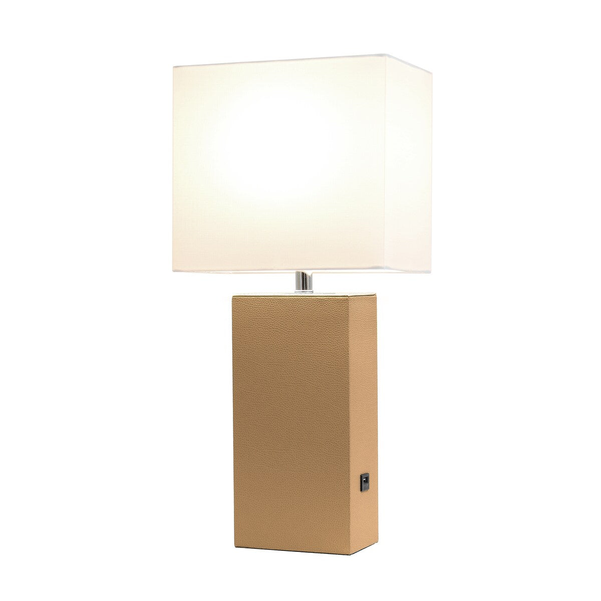 Elegant Designs 21 Modern Leather Wrapped Table Lamp with USB Port, With LED Bulb