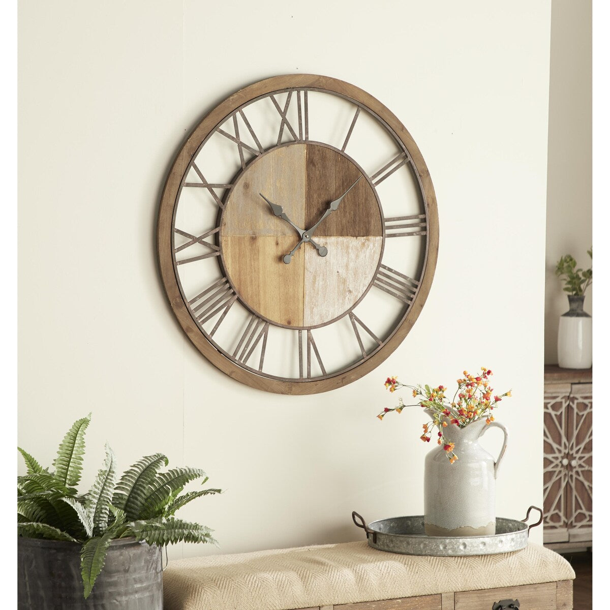 Wood Decorative Wall Clock - Brown - Roche River Decor