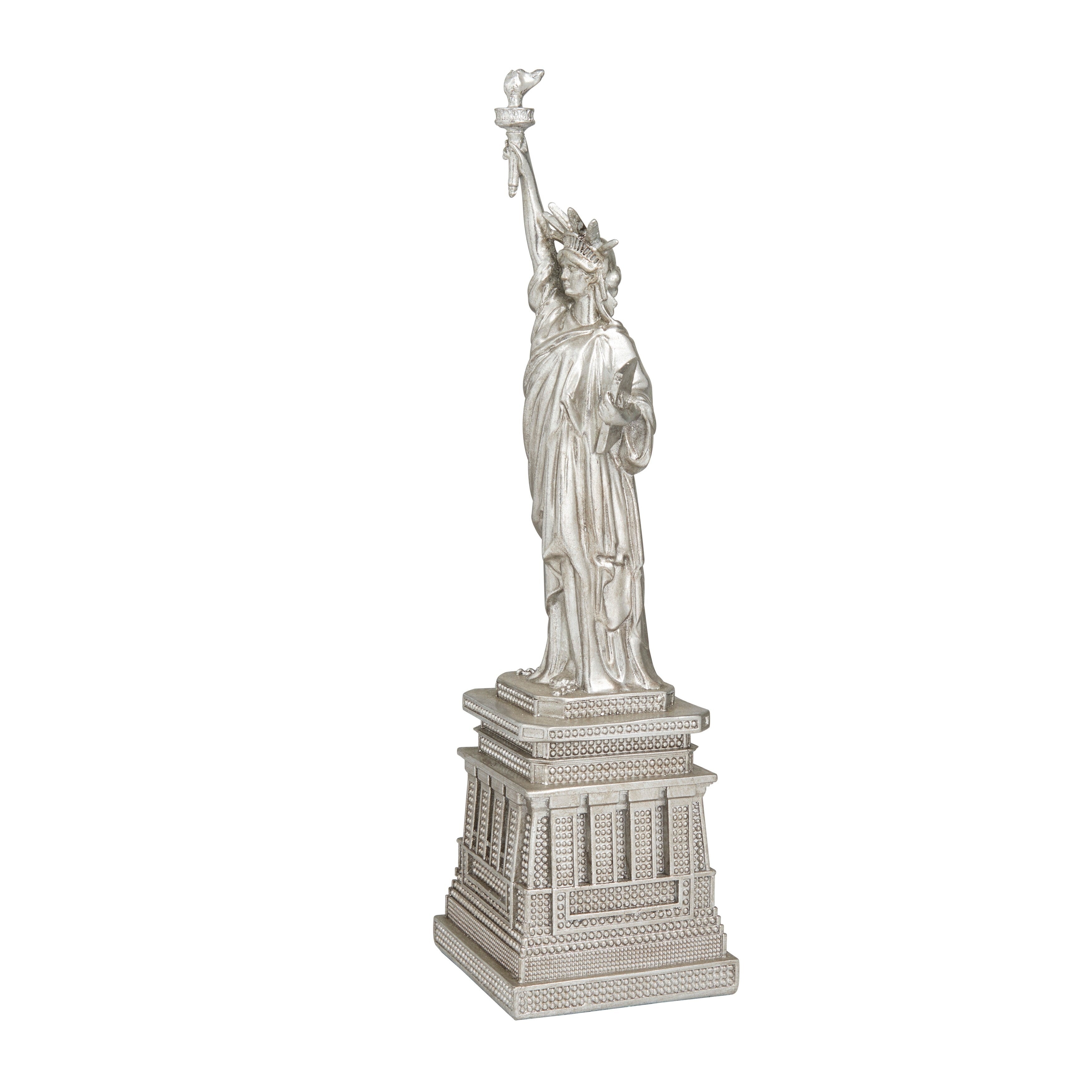 The Novogratz Silver Polystone Statue of Liberty Sculpture - 5 x 5 x 17