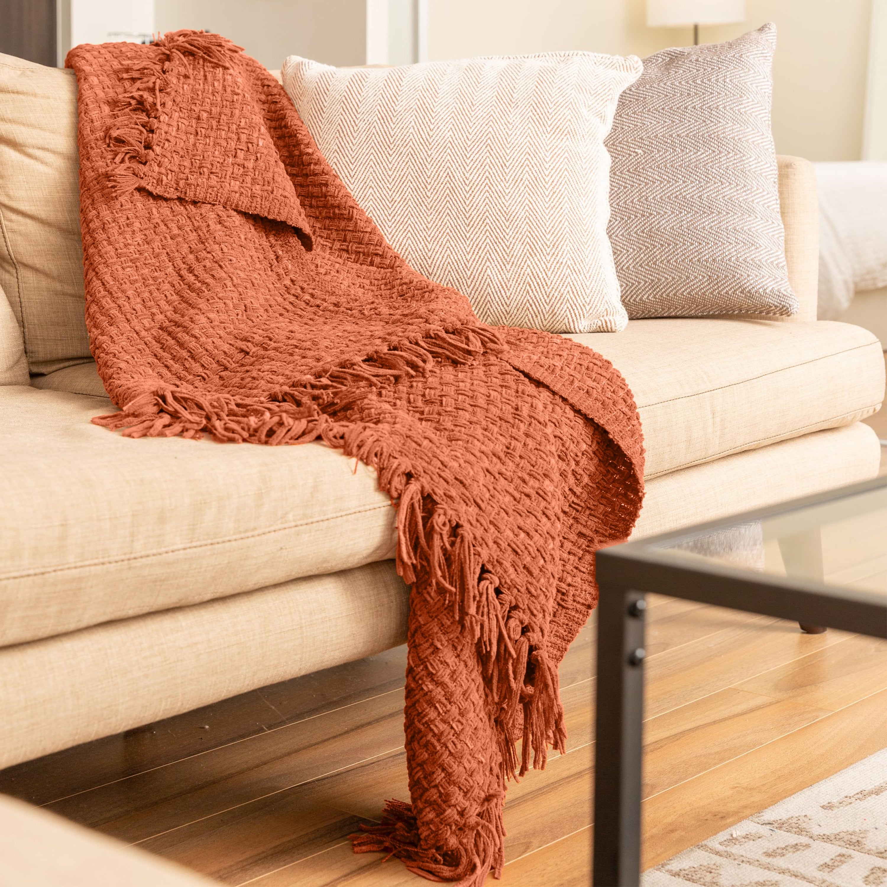 Fabstyles Chenille Basket Weave Polyester Throw Blanket