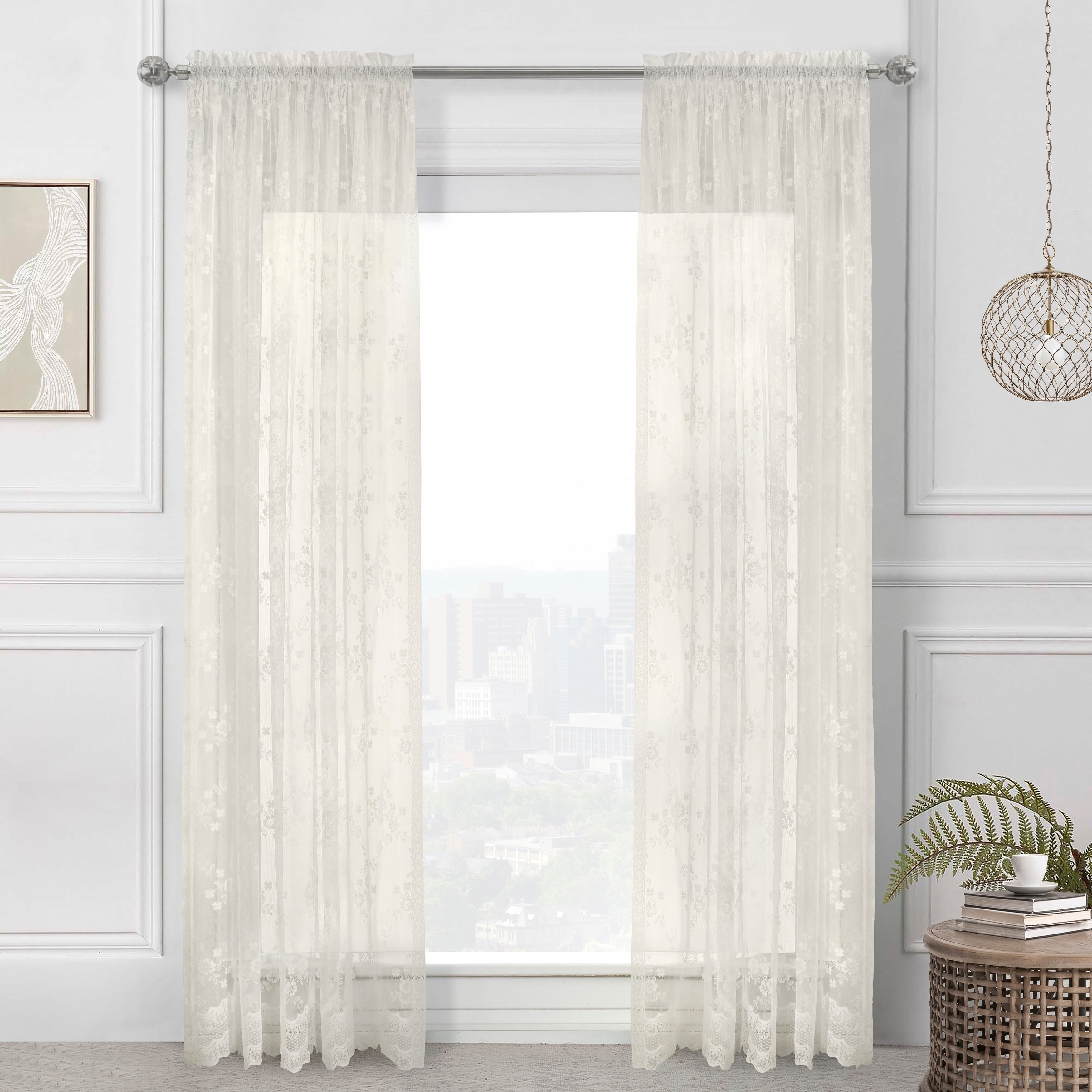 Mona Lisa Jacquard Lace Window Curtain Panel by Habitat