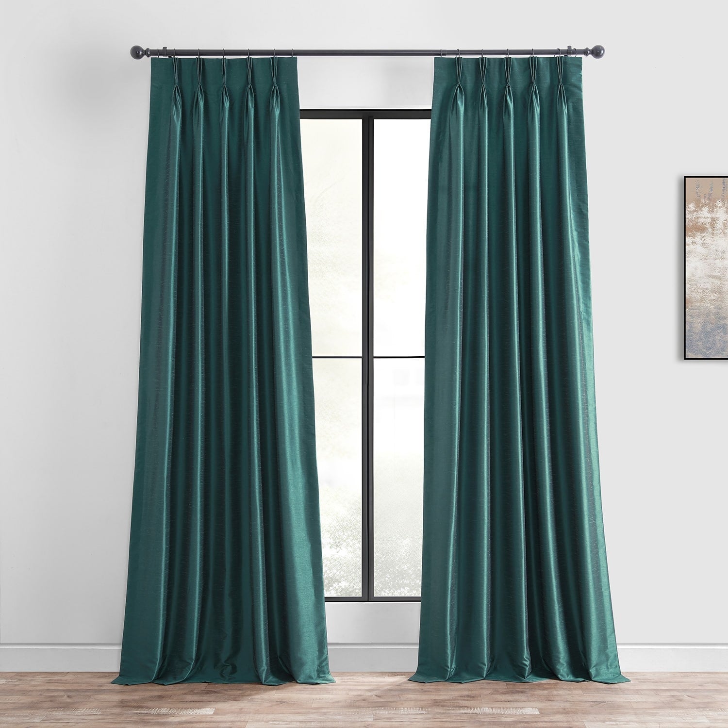 Exclusive Fabrics Solid Vintage Textured Faux Dupioni Silk Pleated Blackout Curtain (1 Panel)