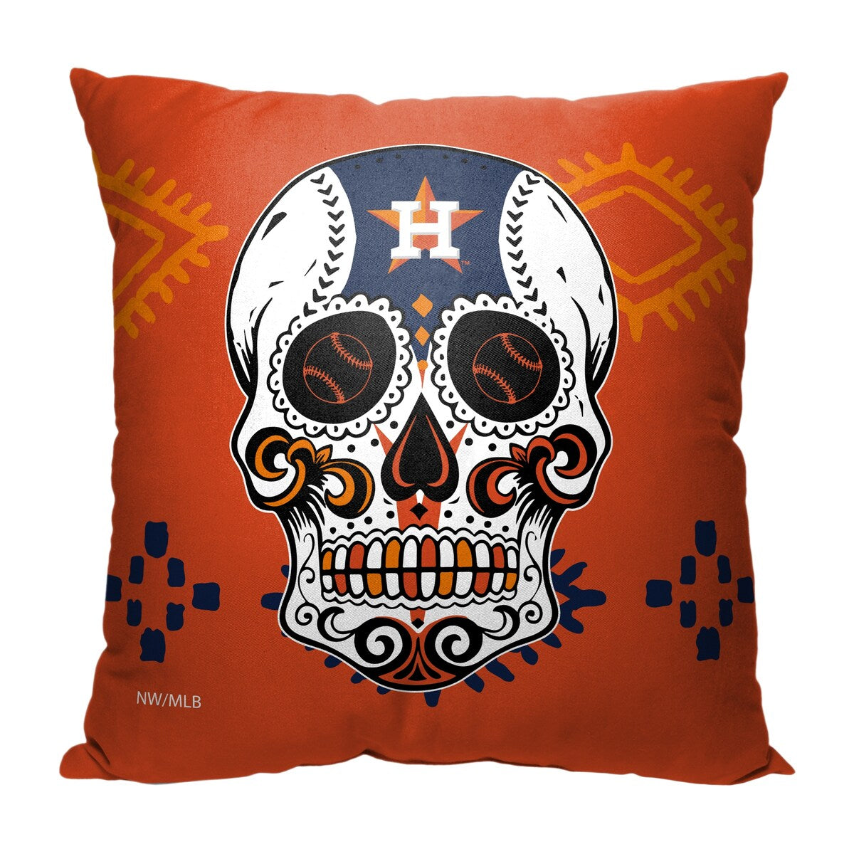 MLB Houston Astros Candy Skull 18 Inch Throw Pillow