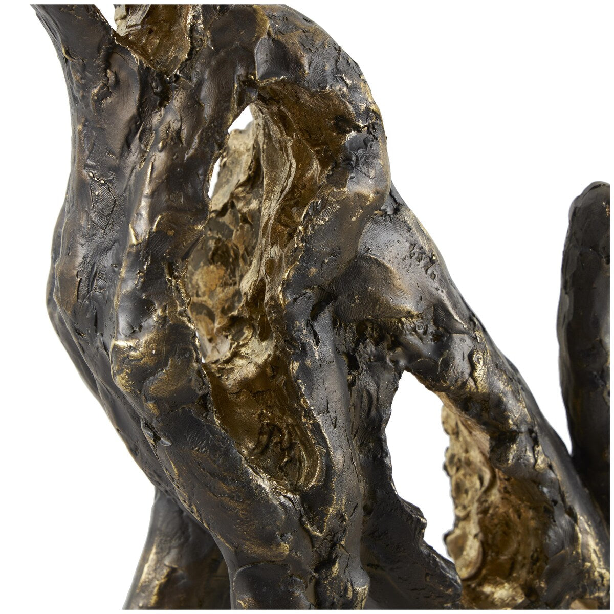 Polystone Leopard Distressed Textured Sitting Decorative Sculpture with Cutouts and Gold Accents - Bronze - Roche River Decor