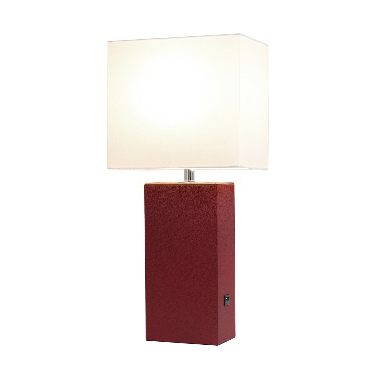 Elegant Designs 21 Modern Leather Wrapped Table Lamp with USB Port, With LED Bulb