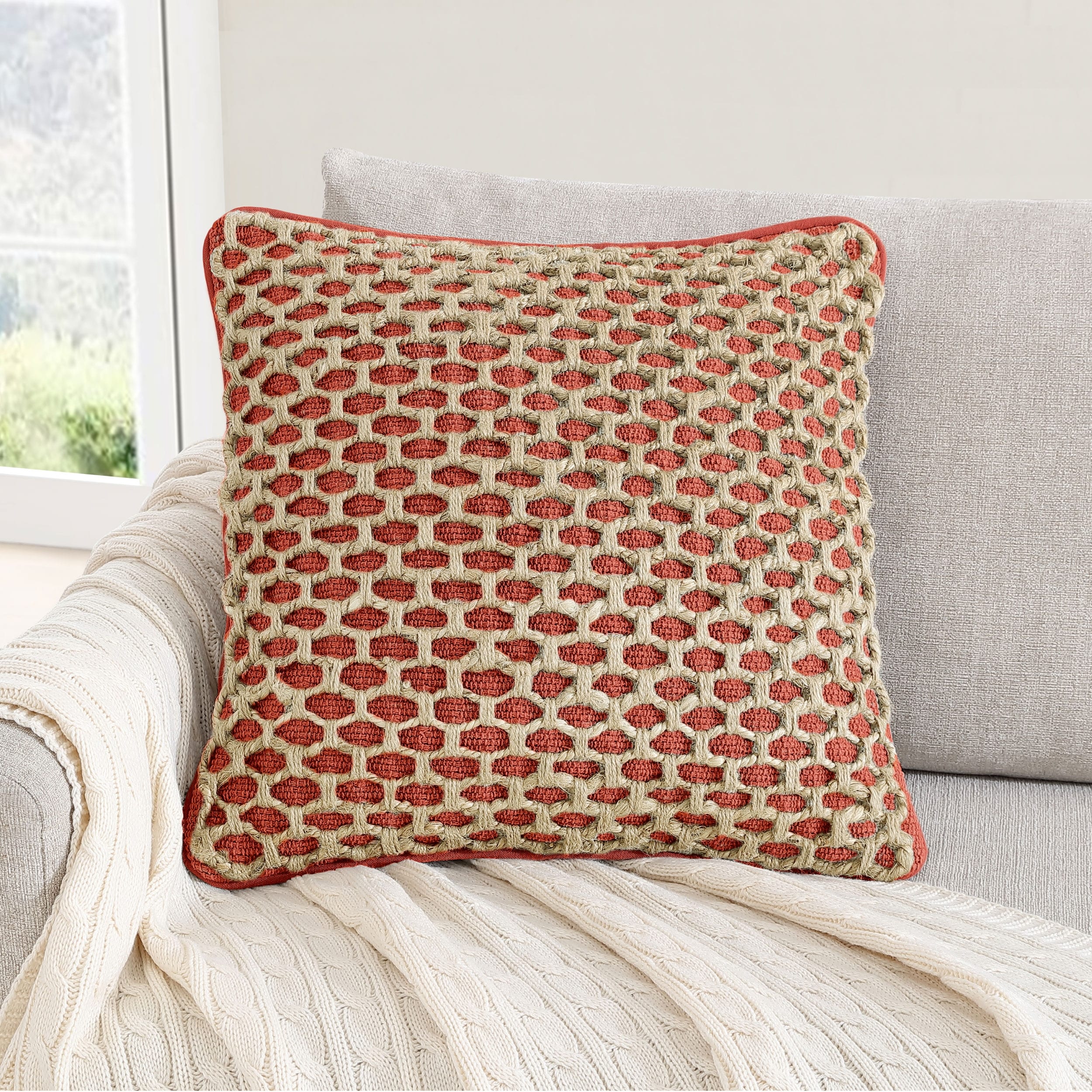 Boho Living Jada Braided Cotton/Jute Throw Pillows