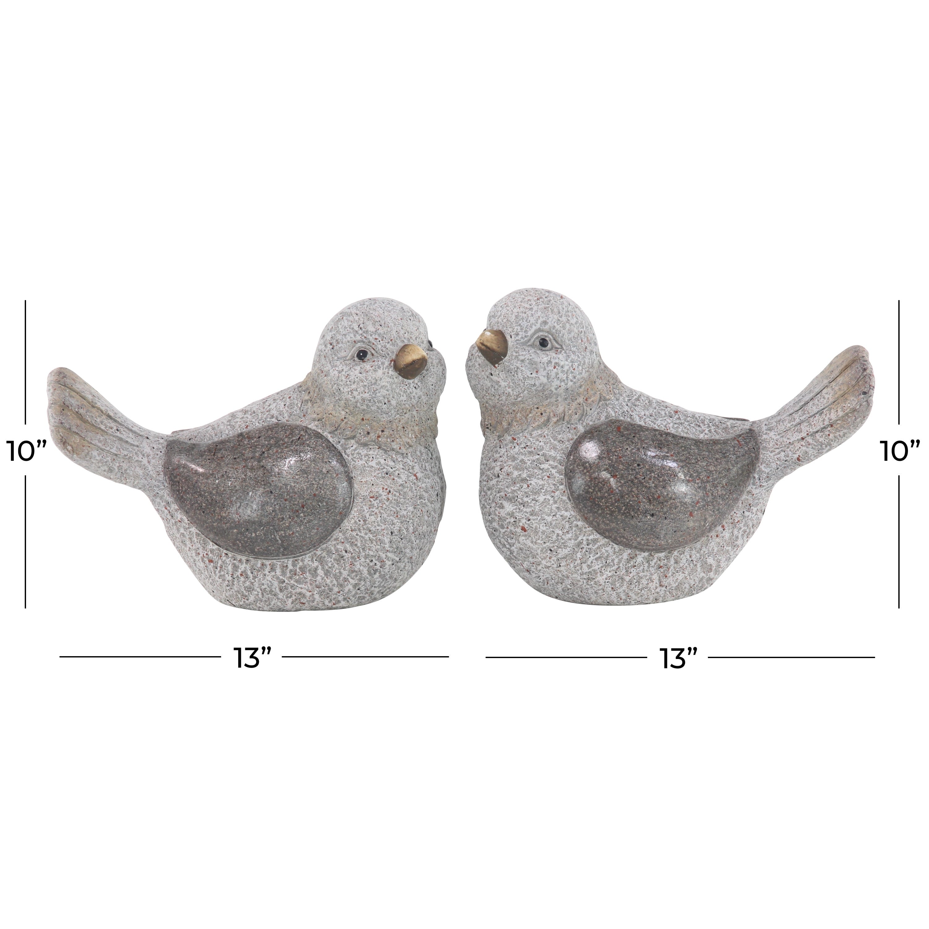 Grey Polystone Country Garden Sculpture Birds (Set of 2) - 13 x 10 x 7