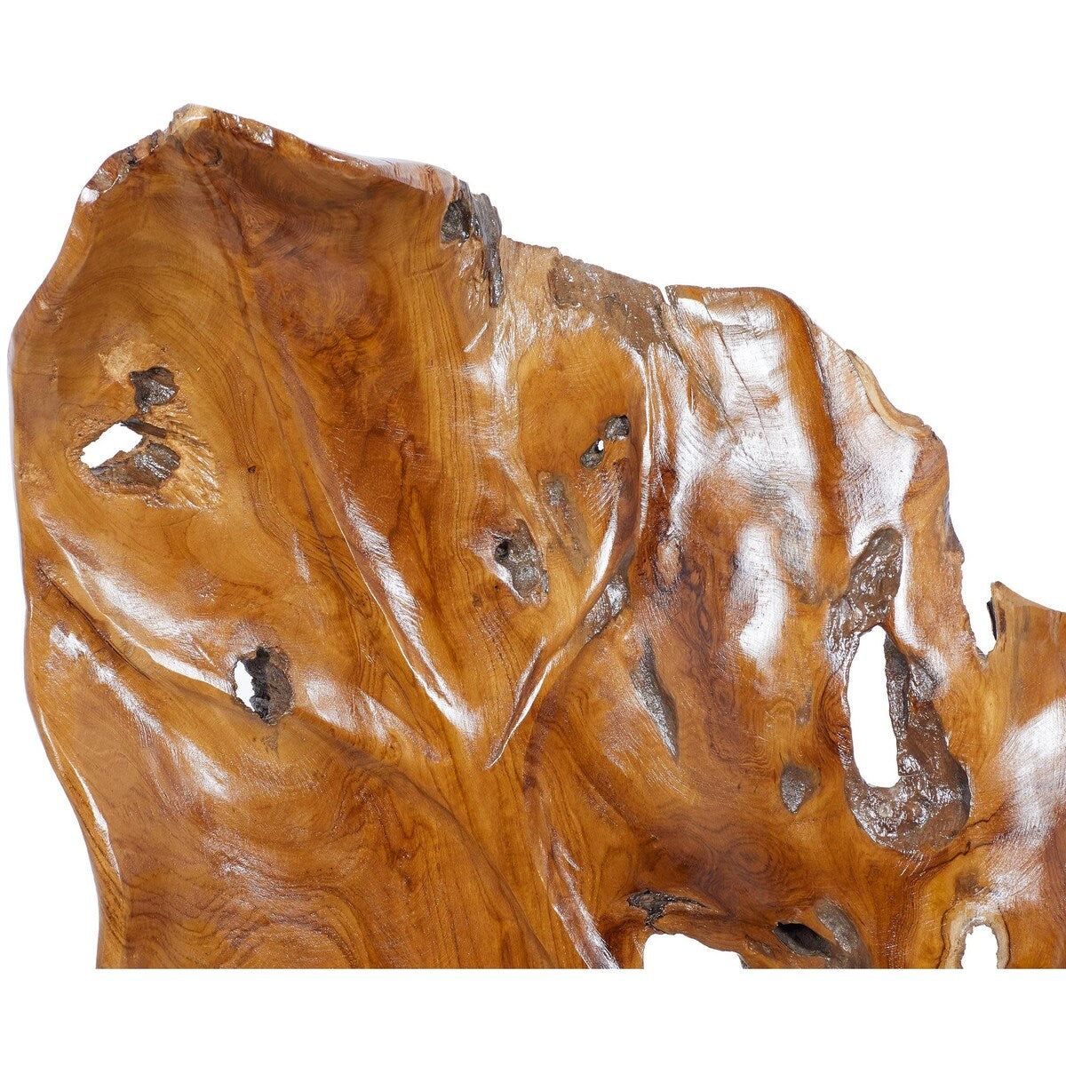 Teak Wood Leaf Handmade Live Edge Decorative Sculpture - Brown - Roche River Decor