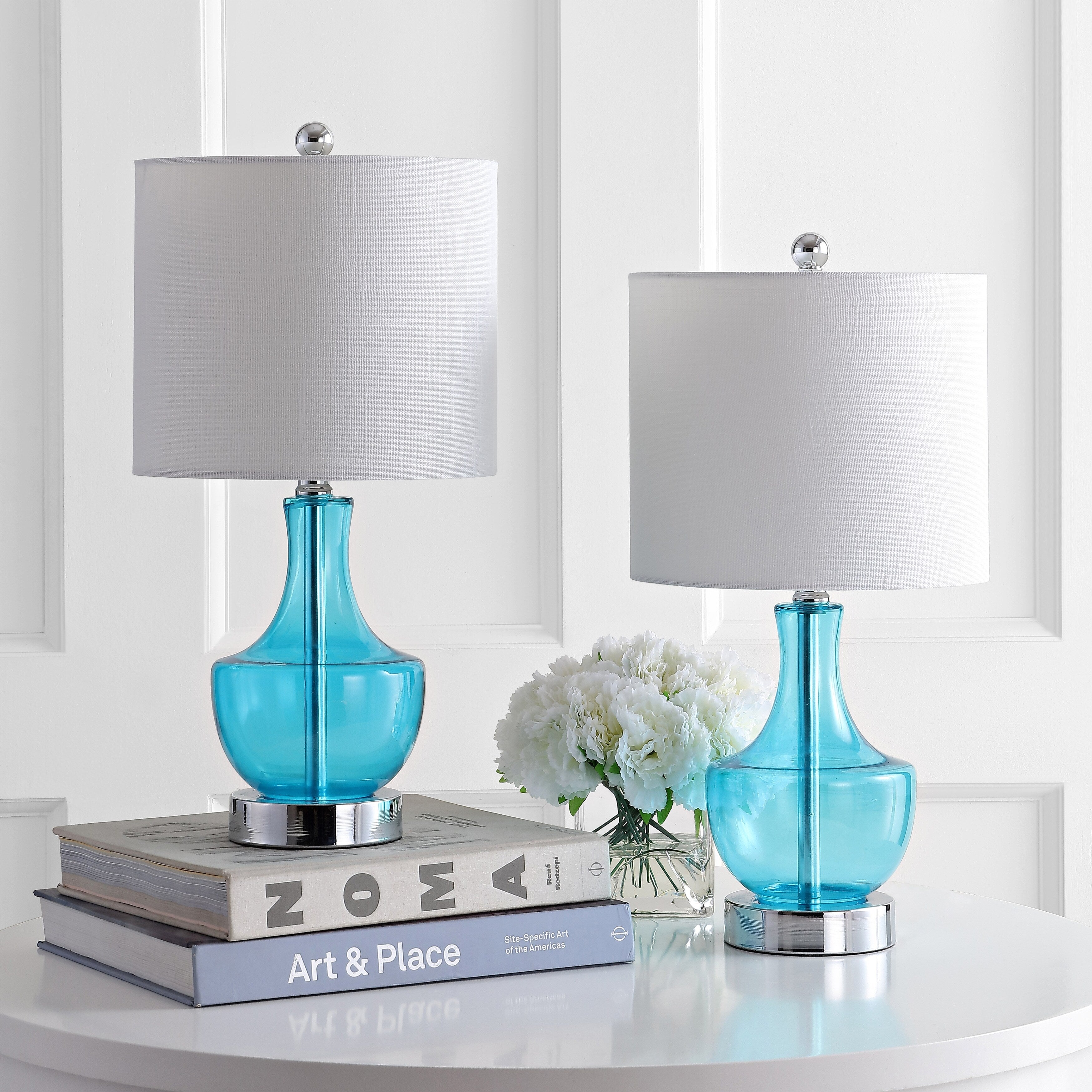 Colette 20 Mini Glass LED Table Lamp, Silver by JONATHAN Y