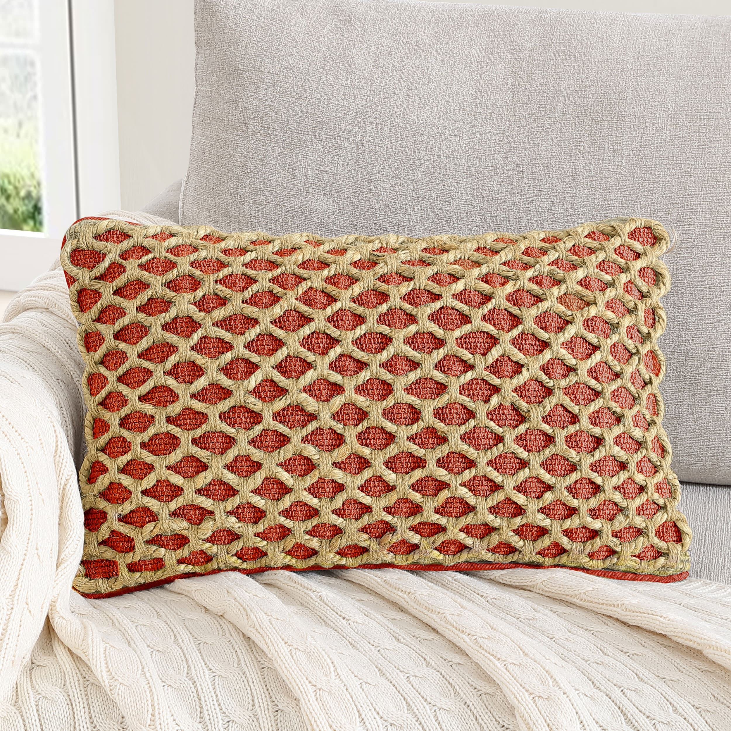 Boho Living Jada Braided Cotton/Jute Throw Pillows