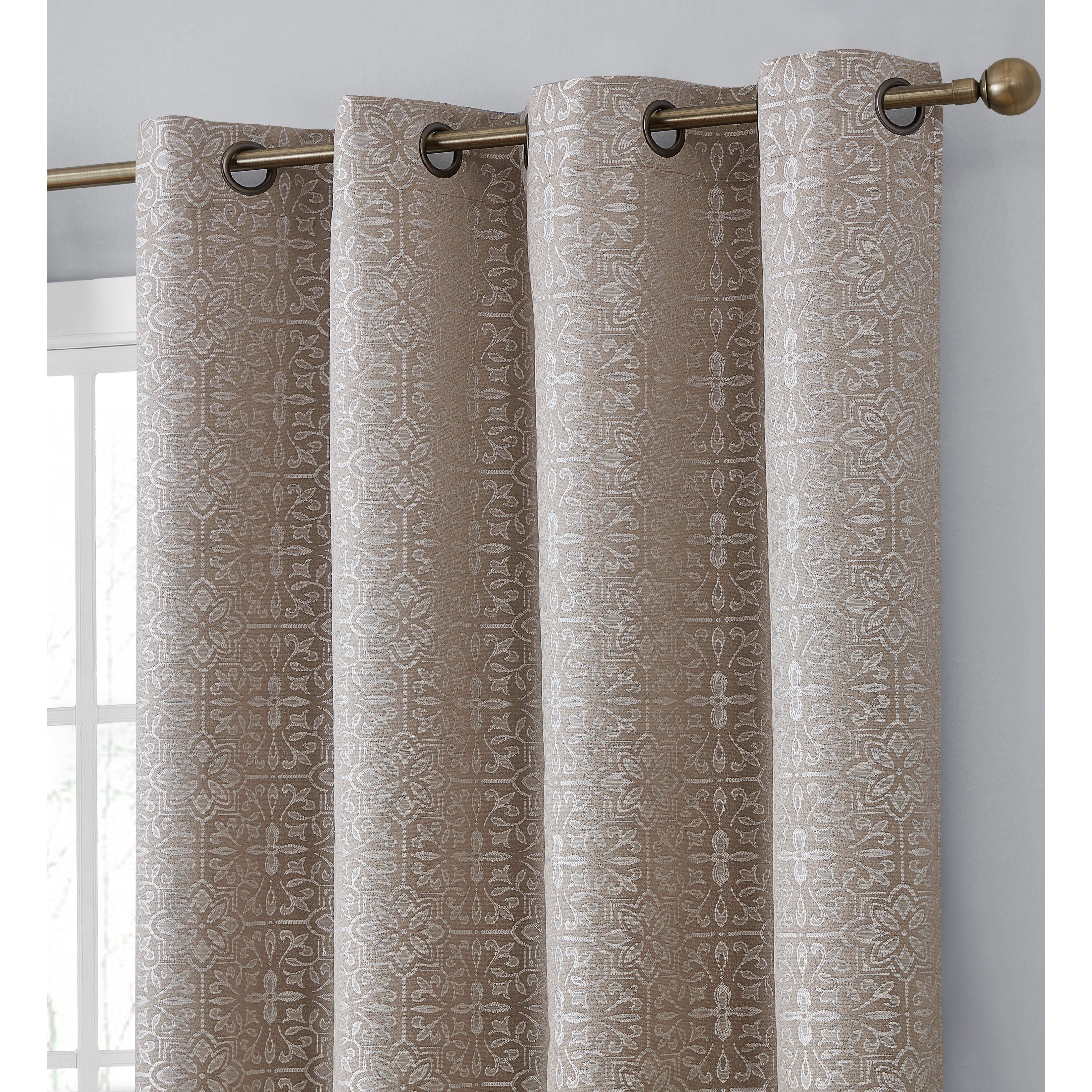 HLC.me Mia Tile 100% Complete Blackout Thermal Insulated Heat/Cold/UV Blocking Grommet Curtain Panels - Pair