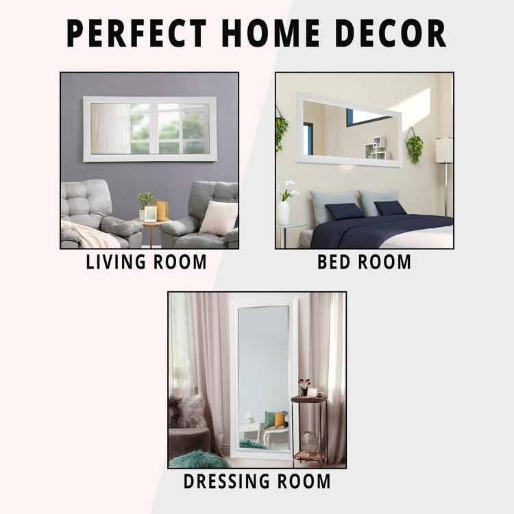 Framed Bevel Leaner Full Length Huge Floor Mirror XL Mirror Large Rectangle Standing Cream Floor Mirror Huge Mirrors for Bedroom