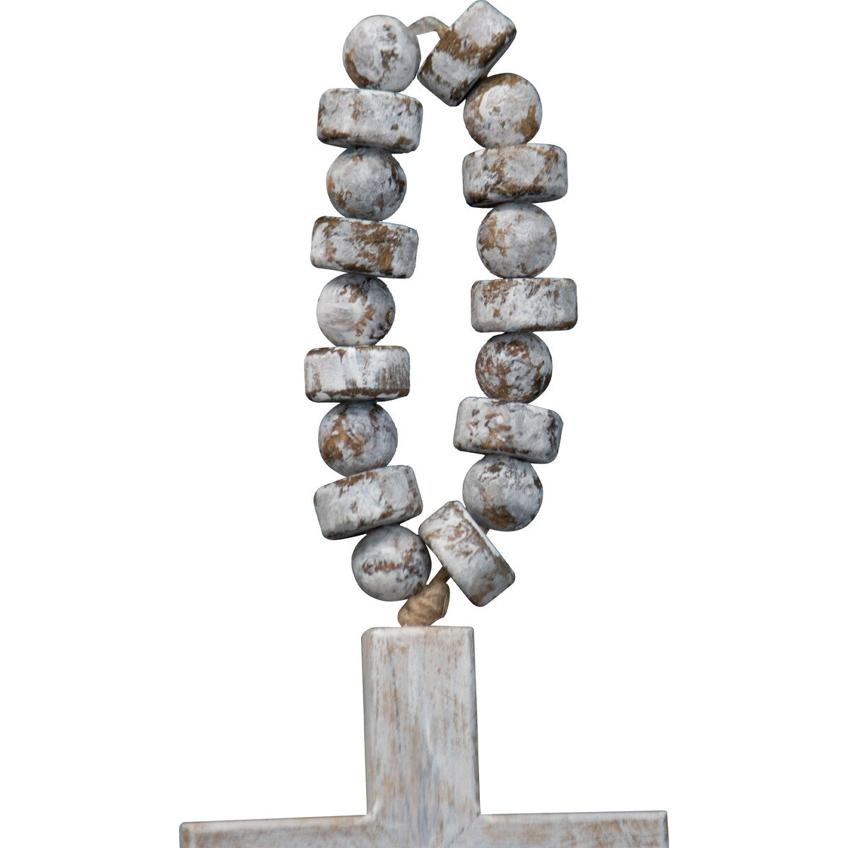 Foreside Home & Garden Brushed White Wood Cross with Beaded Hanger Wall Décor