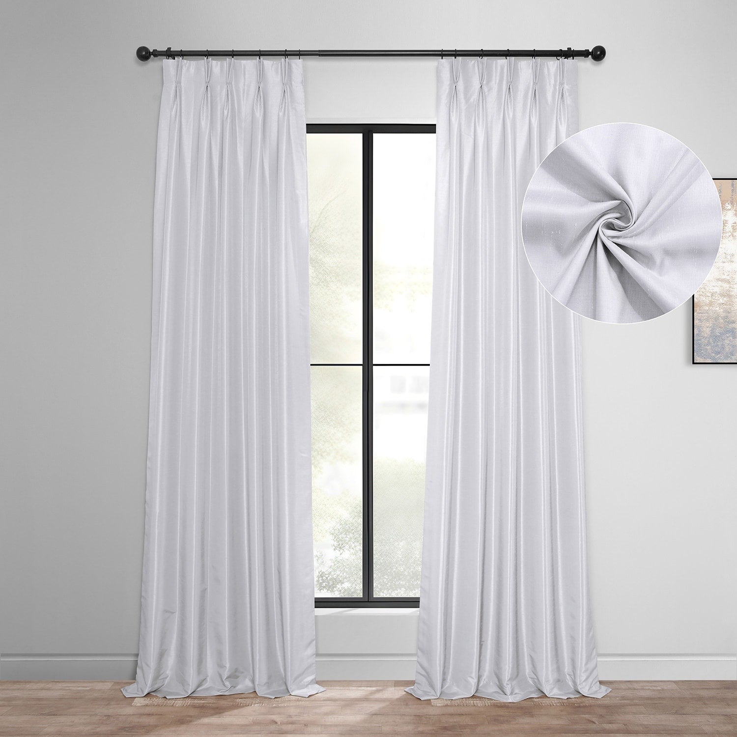 Exclusive Fabrics Solid Vintage Textured Faux Dupioni Silk Pleated Blackout Curtain (1 Panel)